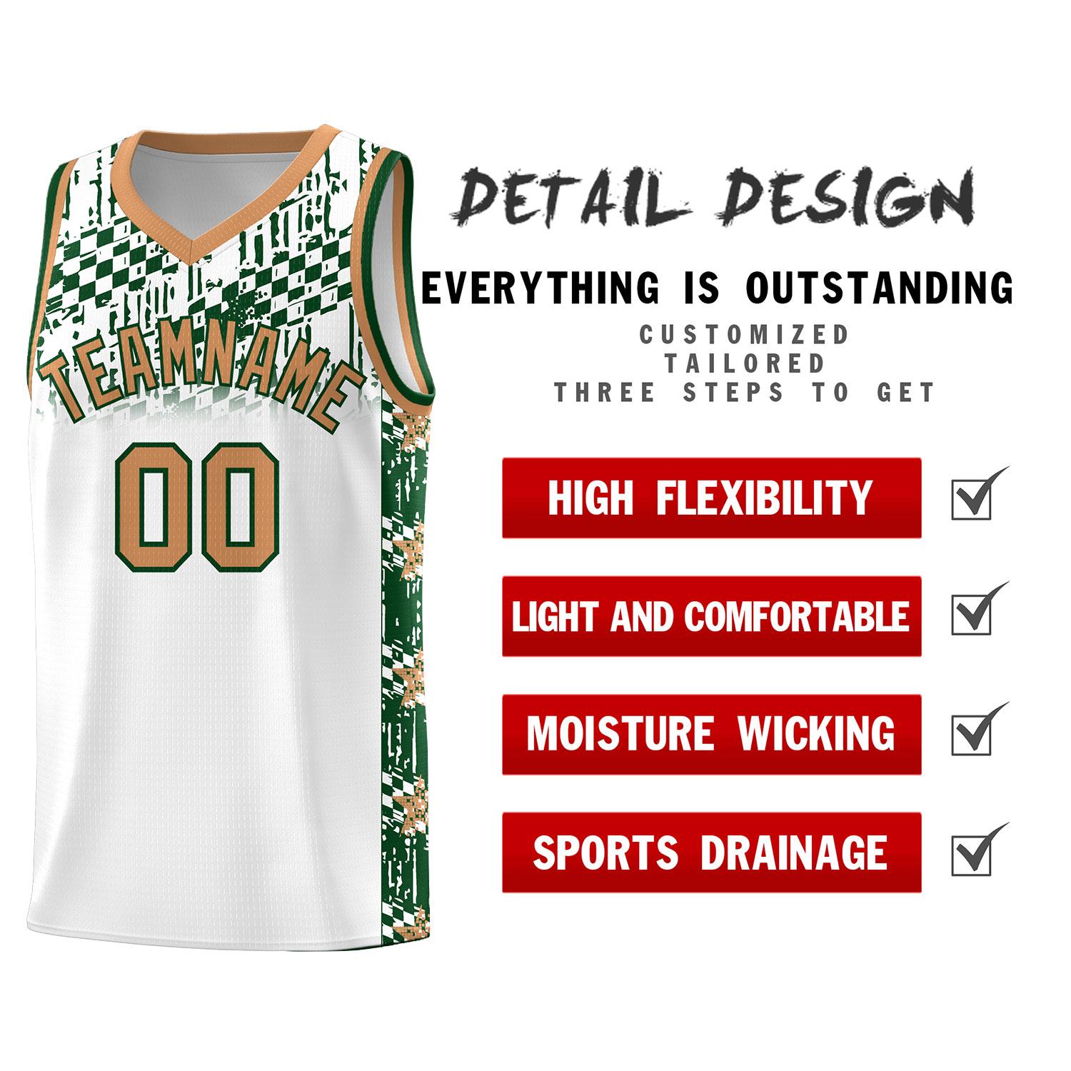 Custom White Mosaic Stars Pattern Sports Uniform Basketball Jersey