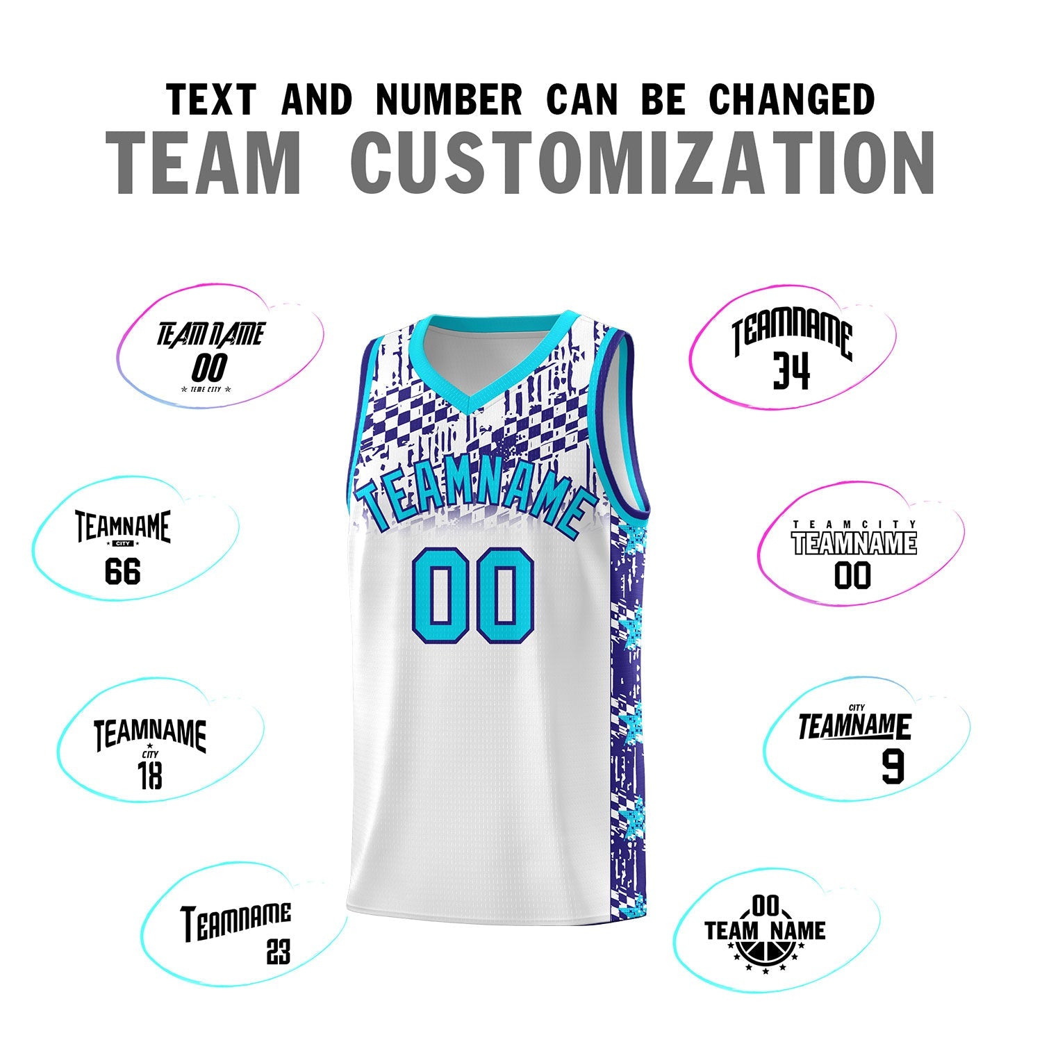 Custom White Mosaic Stars Pattern Sports Uniform Basketball Jersey