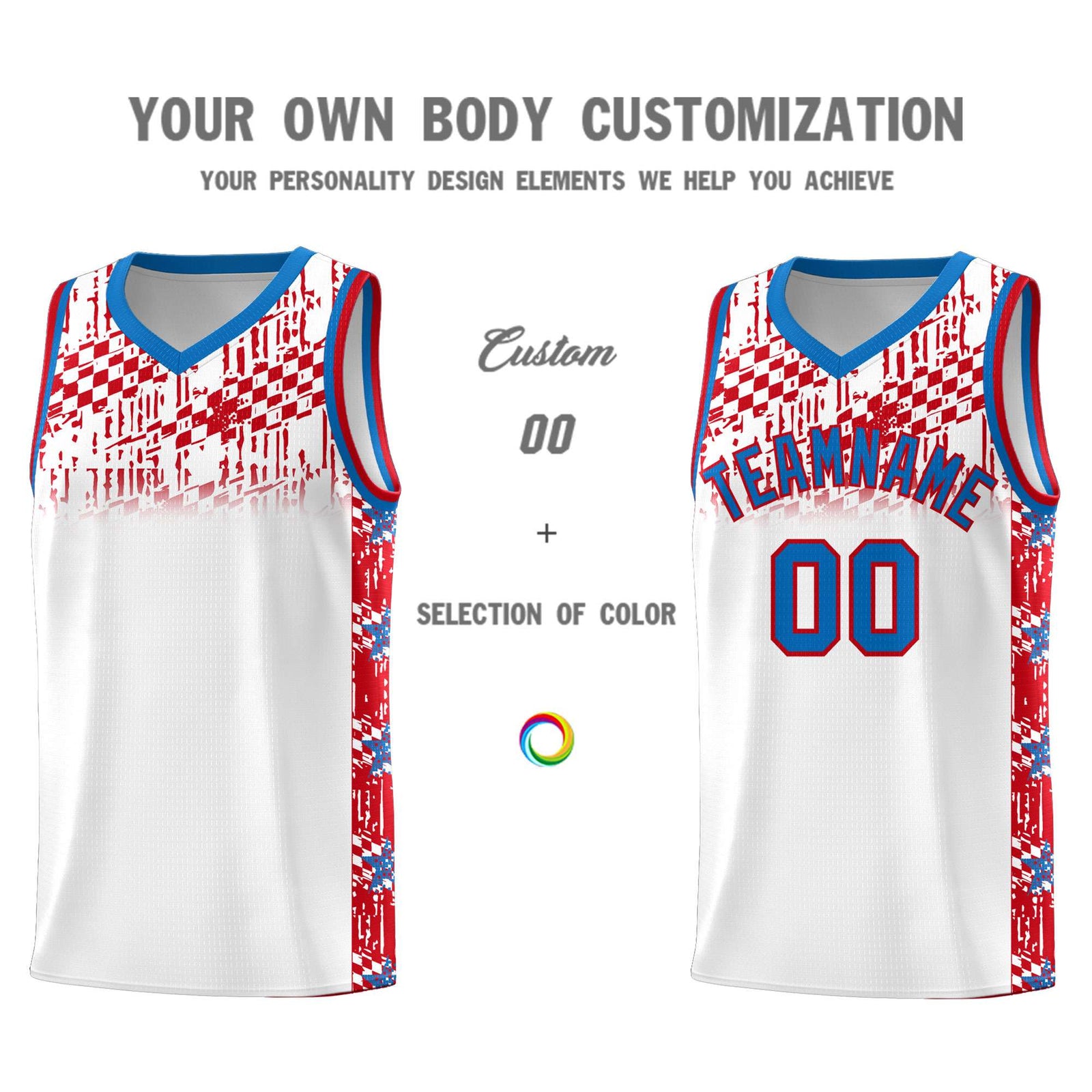Custom White Mosaic Stars Pattern Sports Uniform Basketball Jersey
