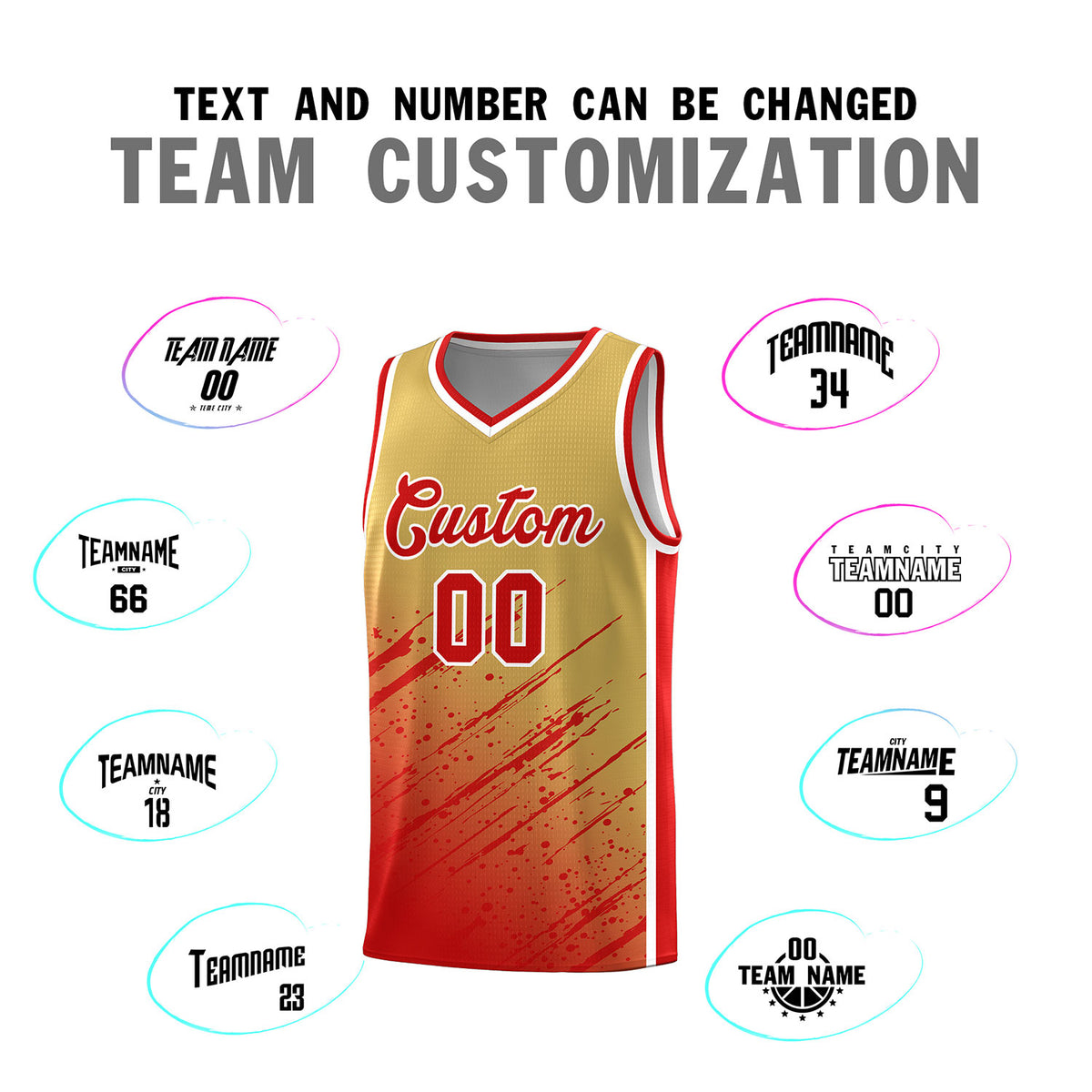 Custom Khaki Basketball Kits With Red Paint Graffiti
