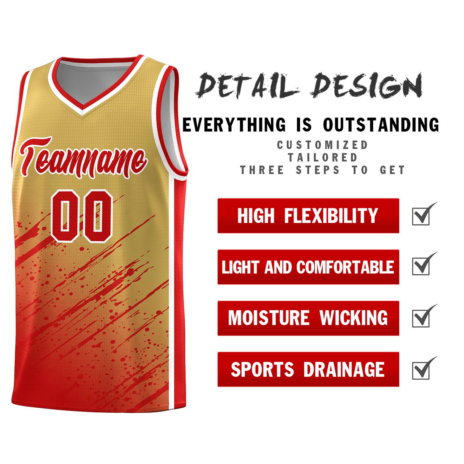 Custom Khaki Basketball Kits With Red Paint Graffiti