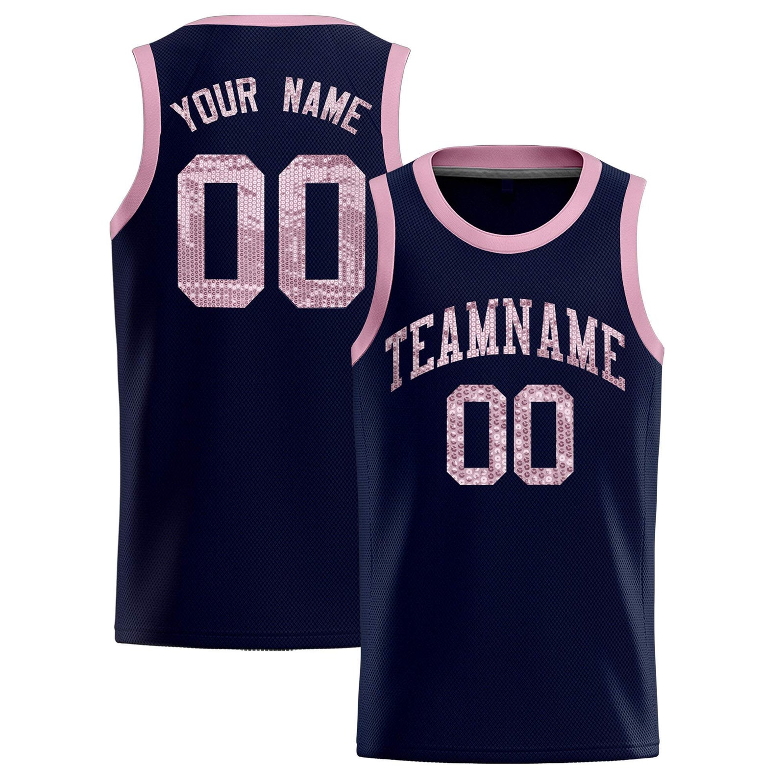 Custom Navy Sequined Tops Athletic Basketball Jersey