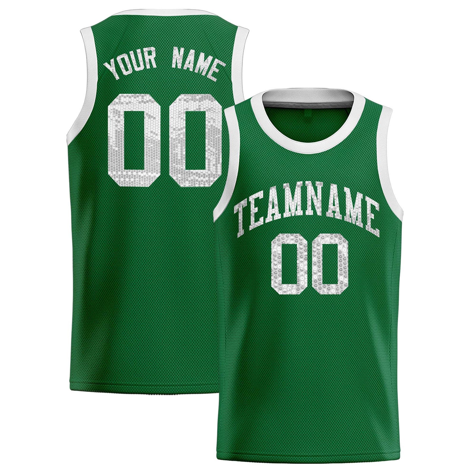 Custom Kelly Green Sequined Tops Athletic Basketball Jersey