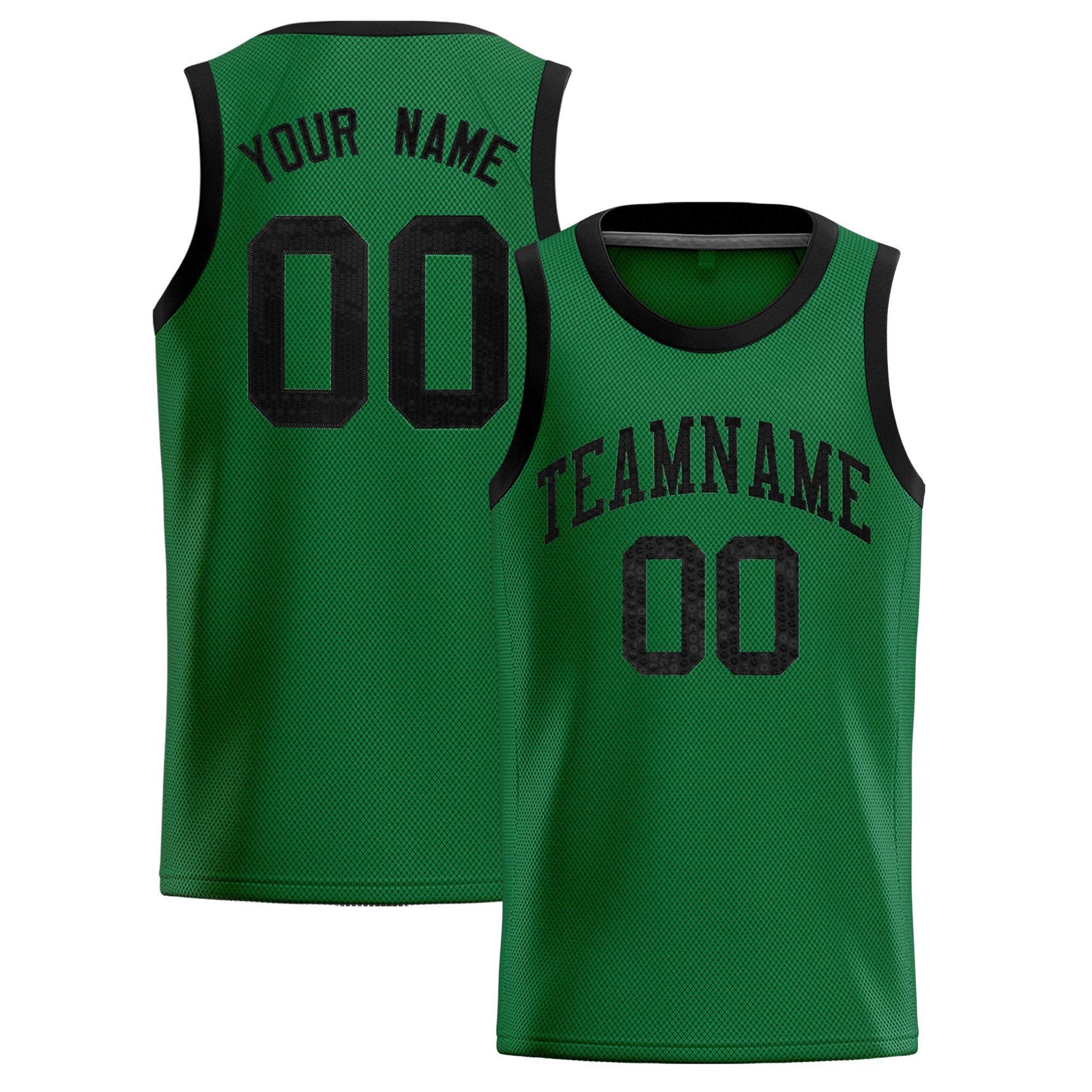 Custom Kelly Green Sequined Tops Athletic Basketball Jersey