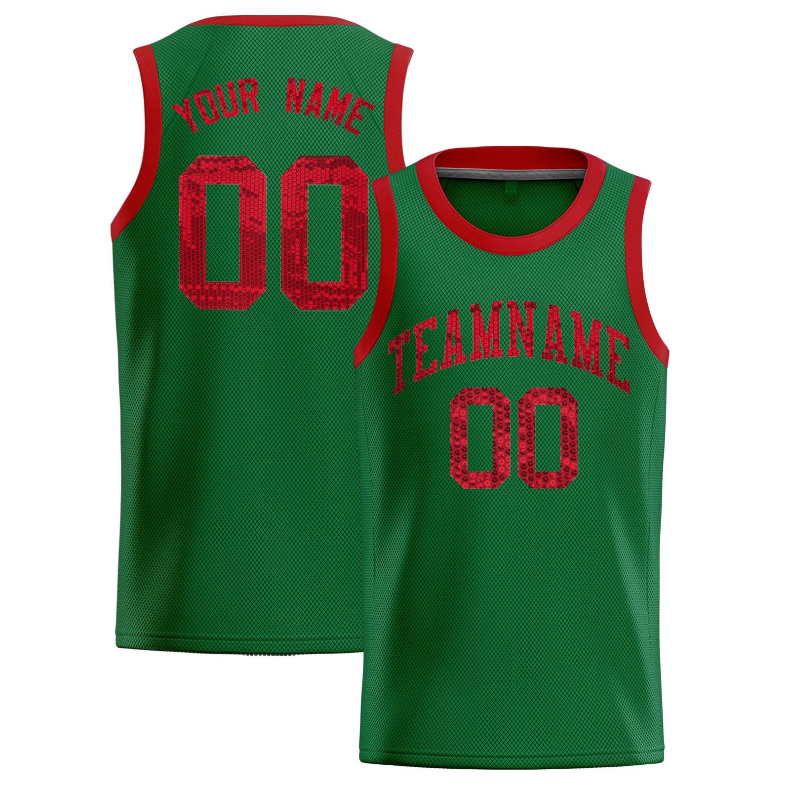Custom Kelly Green Sequined Tops Athletic Basketball Jersey