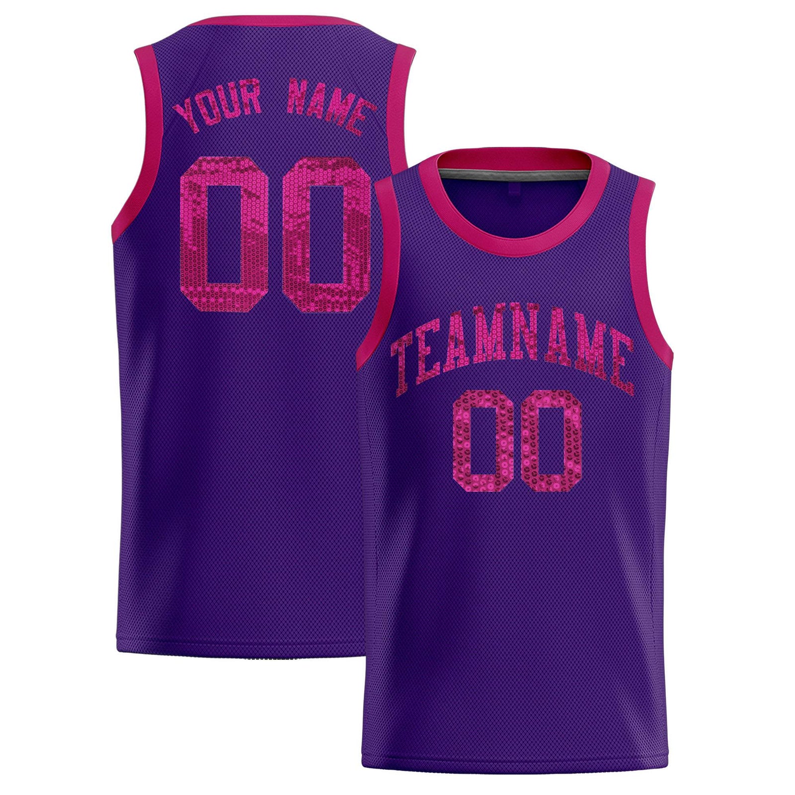 Custom Purple Sequined Tops Athletic Basketball Jersey