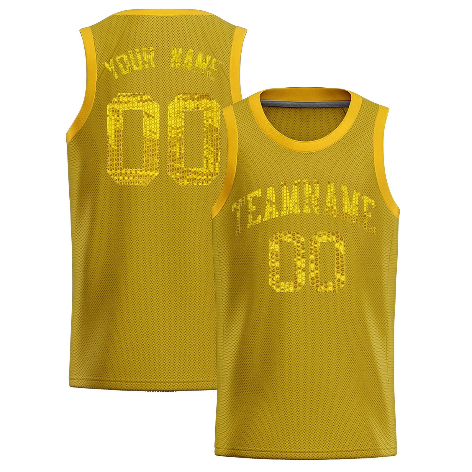 Custom Old Gold Sequined Tops Athletic Basketball Jersey