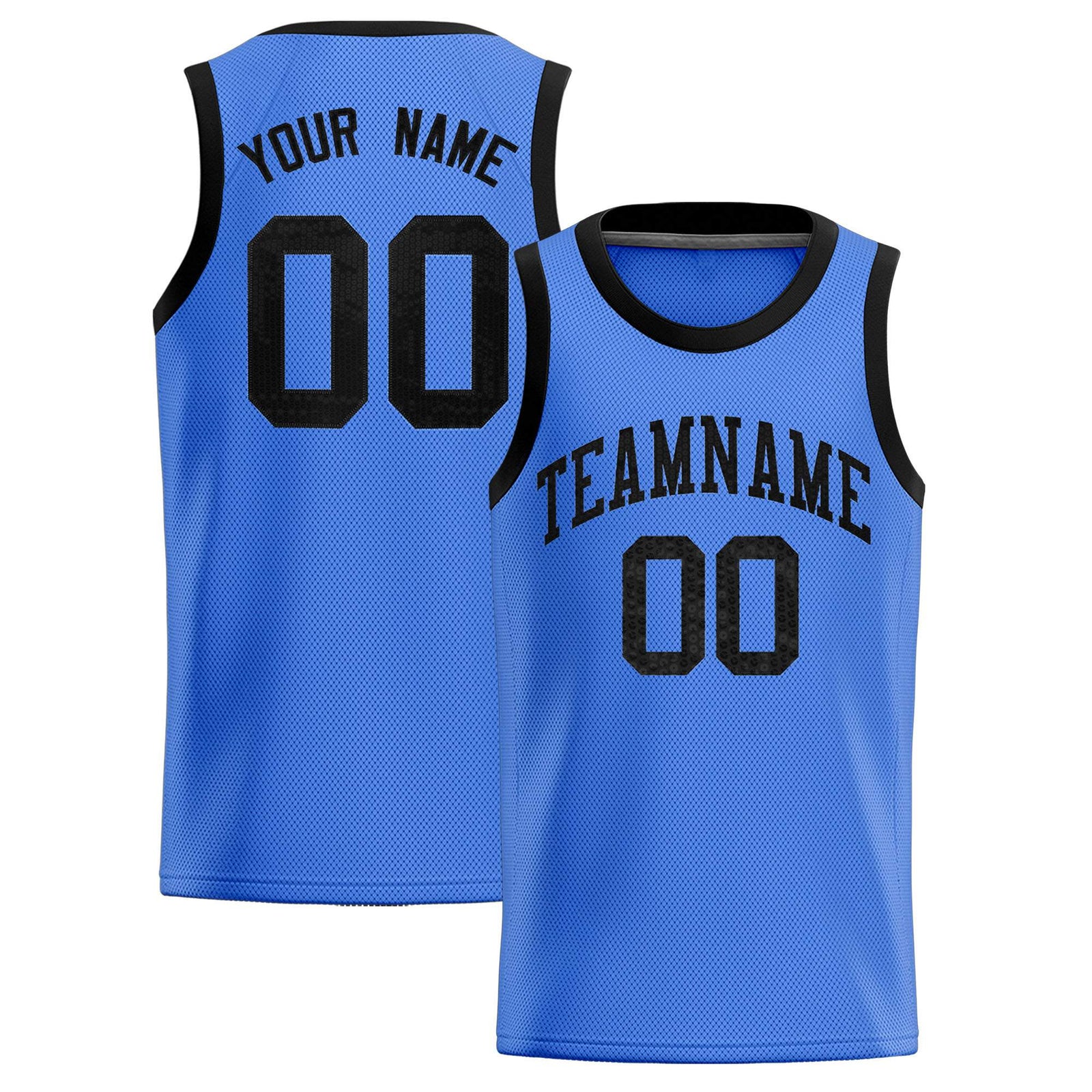 Custom Powder Blue Sequined Tops Athletic Basketball Jersey
