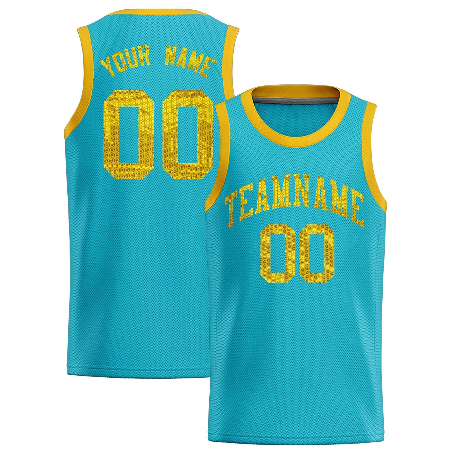 Custom Sky Blue Sequined Tops Athletic Basketball Jersey