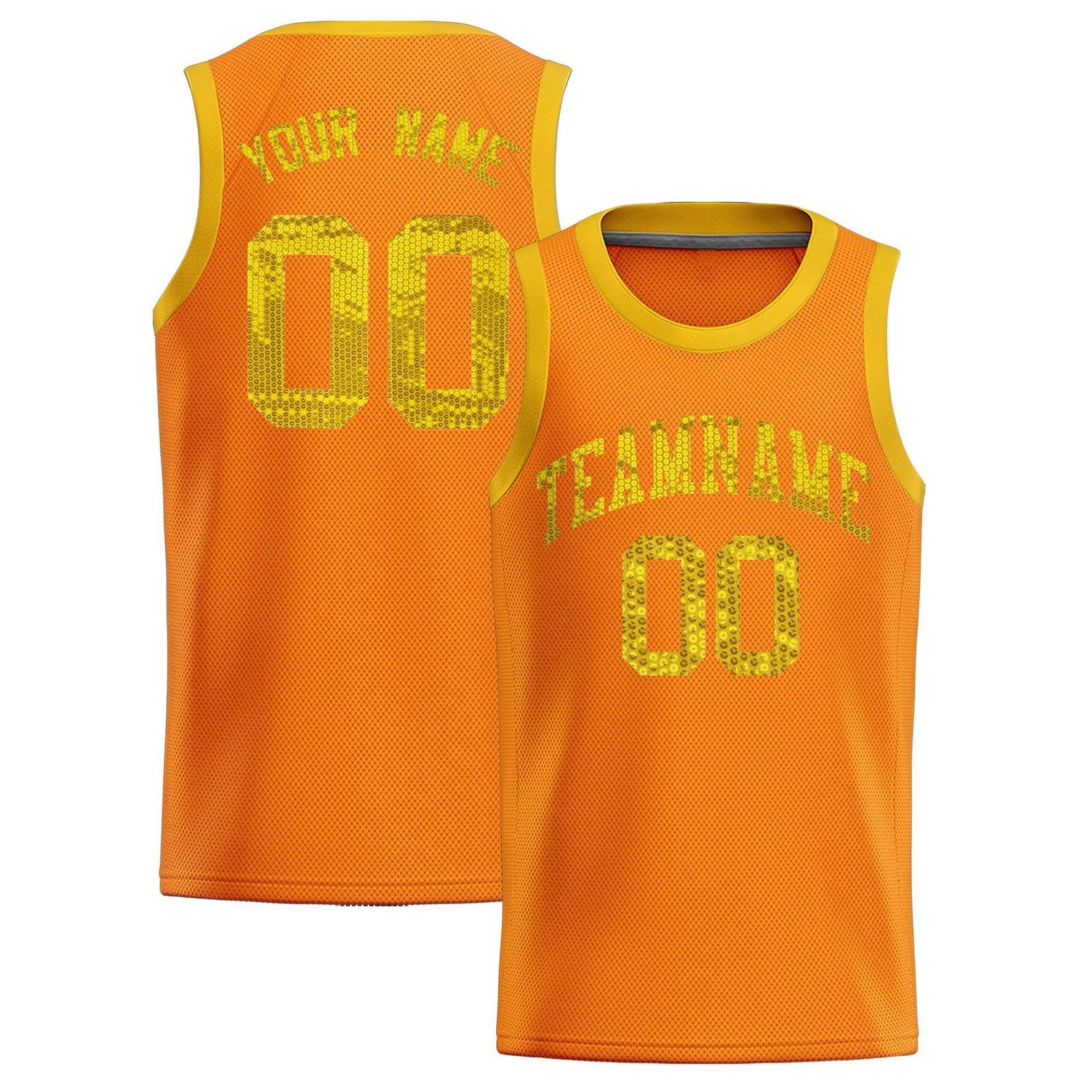 Custom Orange Sequined Tops Athletic Basketball Jersey