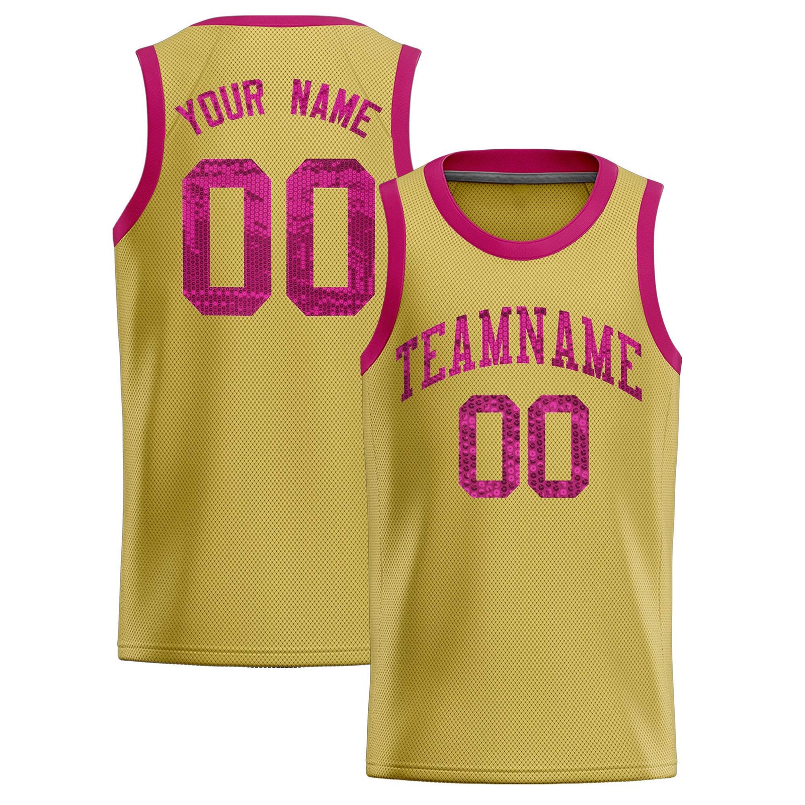 Custom Old Gold Sequined Tops Athletic Basketball Jersey
