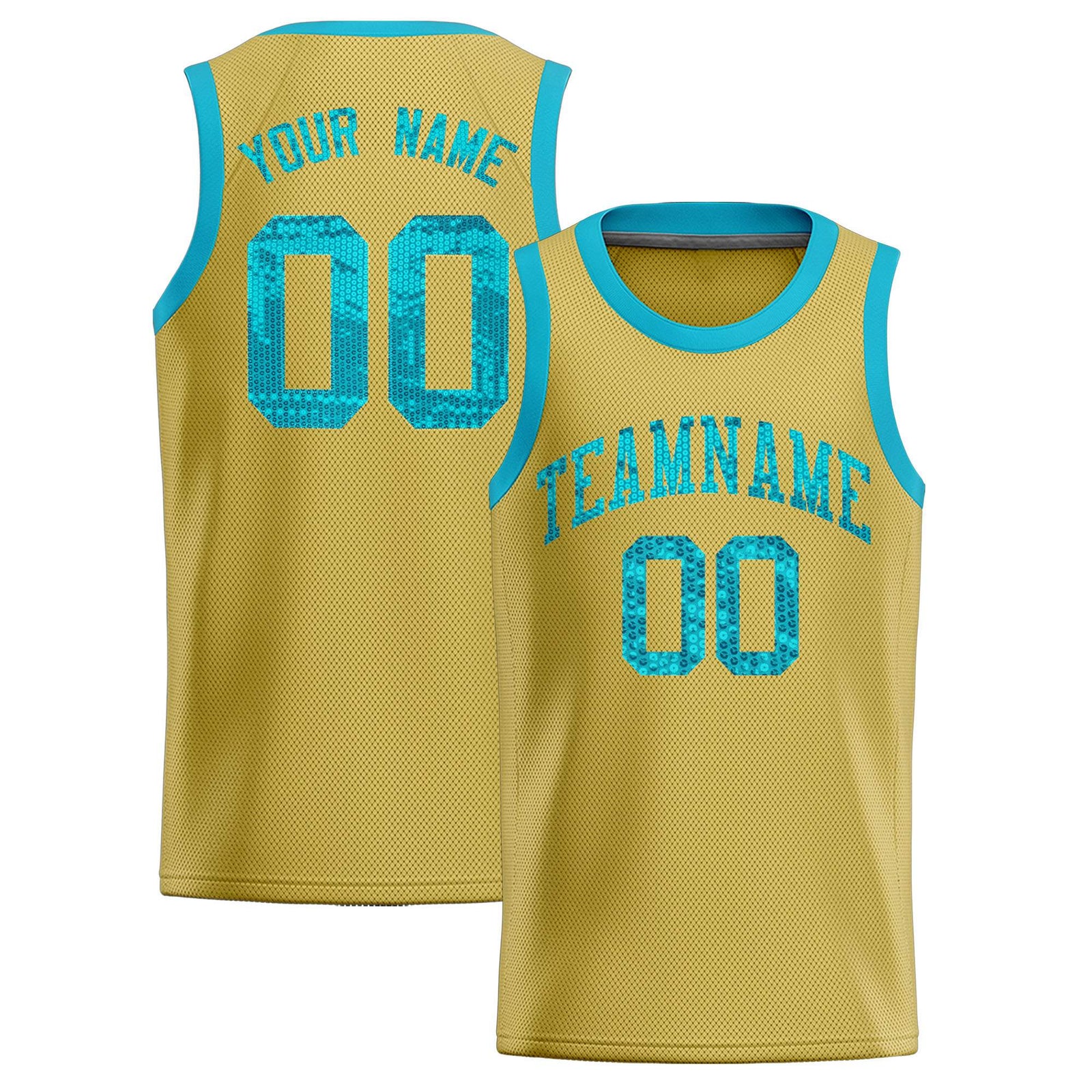 Custom Old Gold Sequined Tops Athletic Basketball Jersey