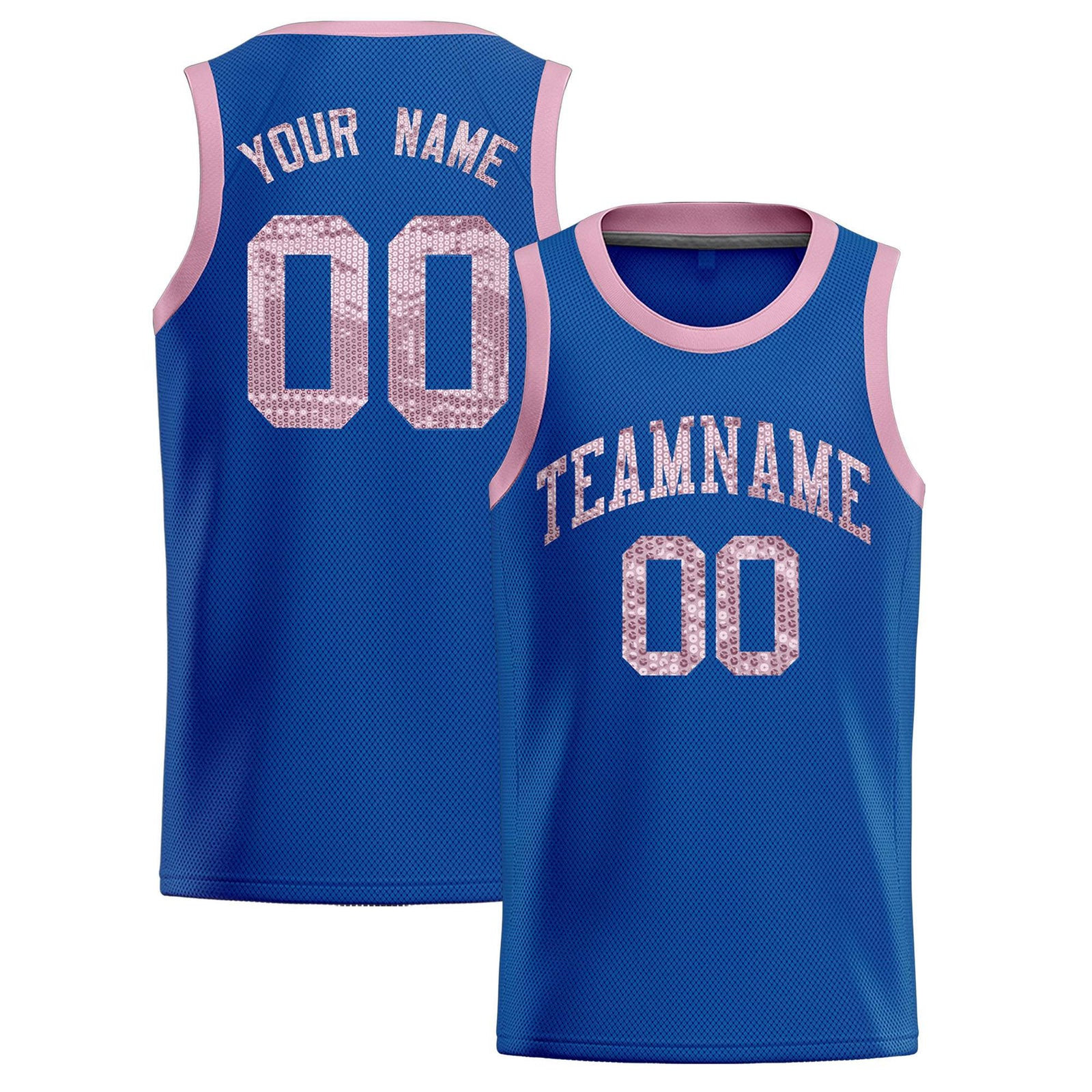 Custom Royal Sequined Tops Athletic Basketball Jersey