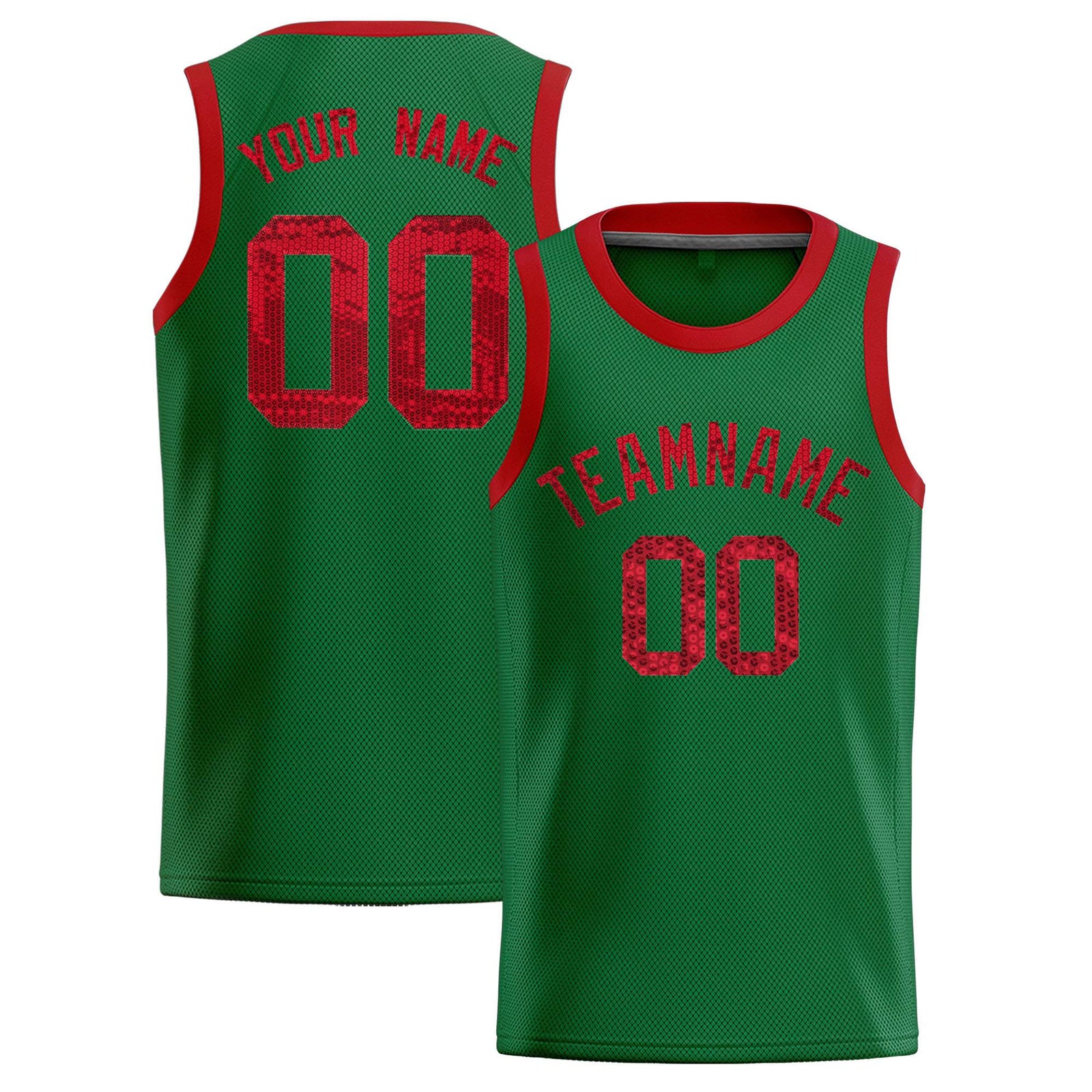 Custom Kelly Green Sequined Tops Athletic Basketball Jersey