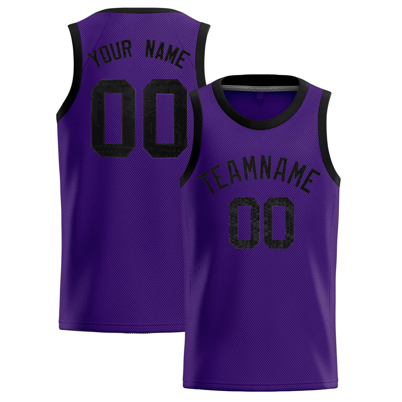 Custom Purple Sequined Tops Athletic Basketball Jersey