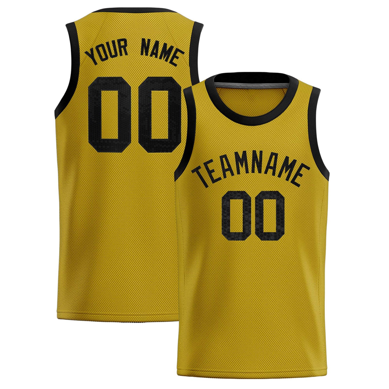 Custom Old Gold Sequined Tops Athletic Basketball Jersey