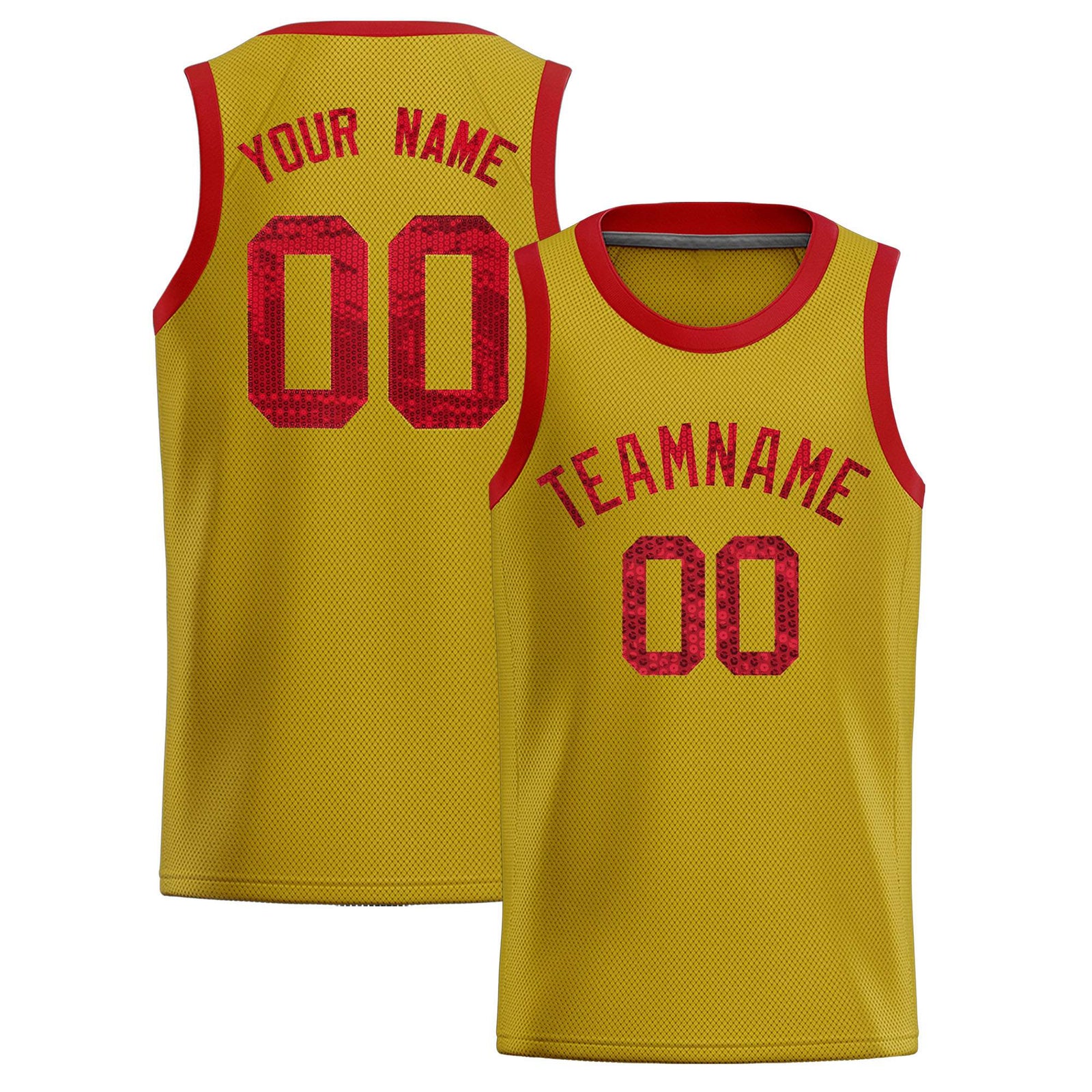 Custom Old Gold Sequined Tops Athletic Basketball Jersey