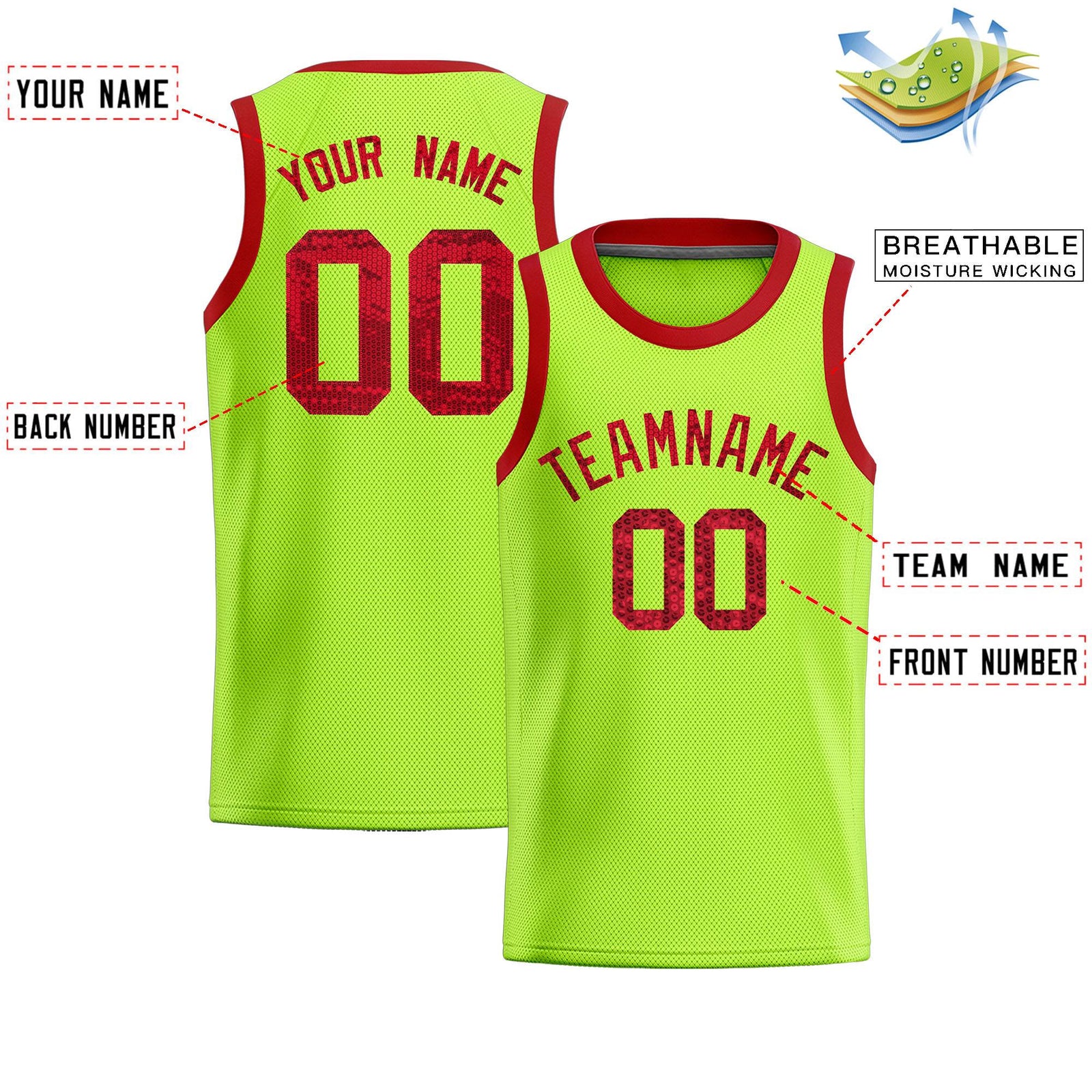 Custom Kelly Green Sequined Tops Athletic Basketball Jersey