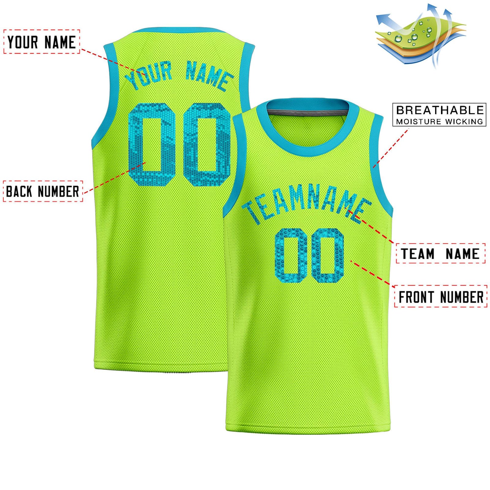 Custom Kelly Green Sequined Tops Athletic Basketball Jersey
