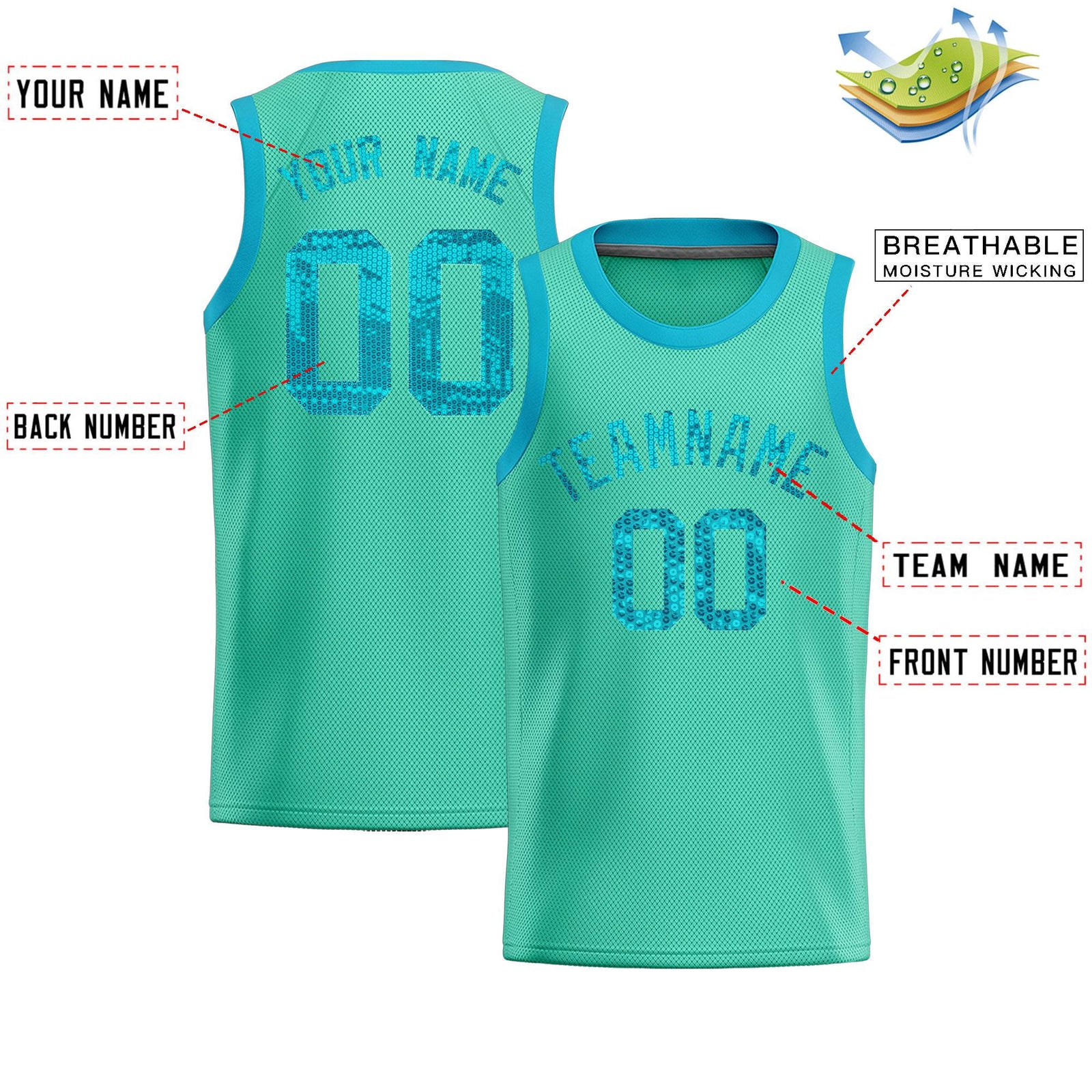 Custom Bright Green Sequined Tops Athletic Basketball Jersey