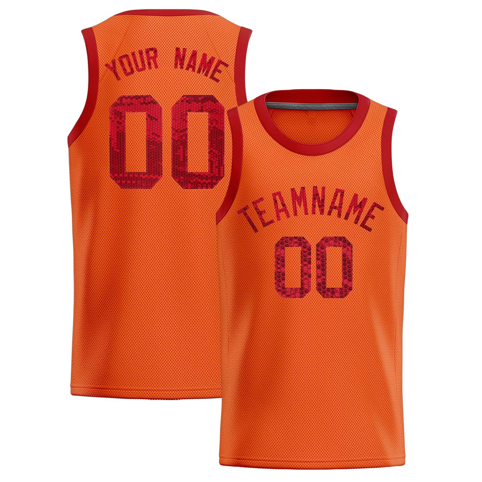 Custom Orange Sequined Tops Athletic Basketball Jersey