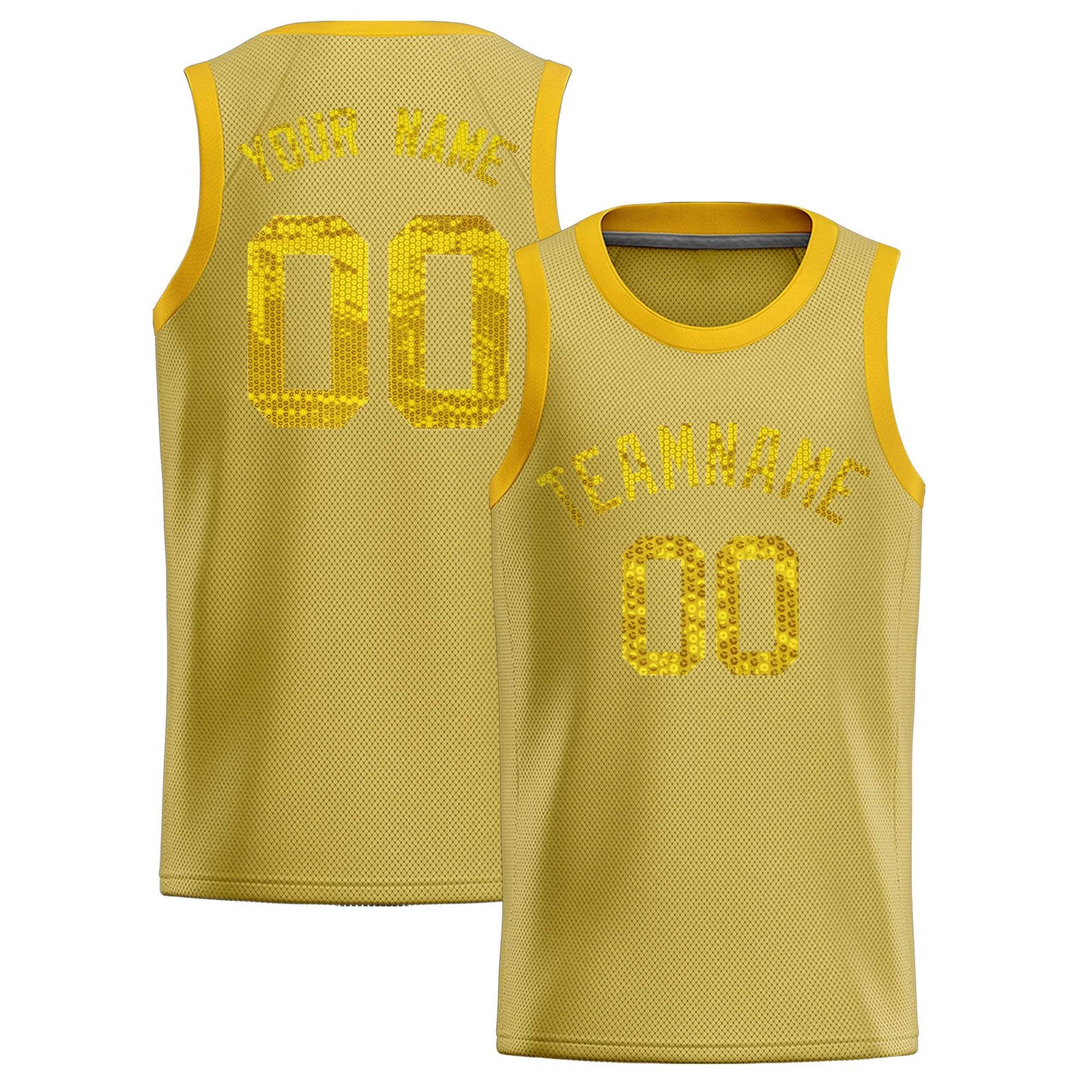 Custom Old Gold Sequined Tops Athletic Basketball Jersey