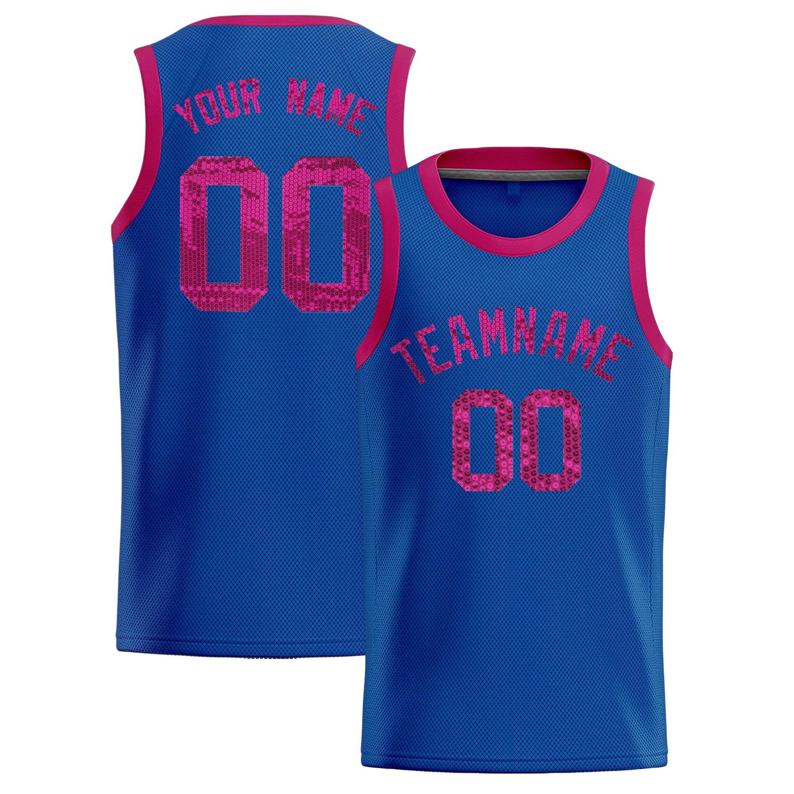 Custom Royal Sequined Tops Athletic Basketball Jersey