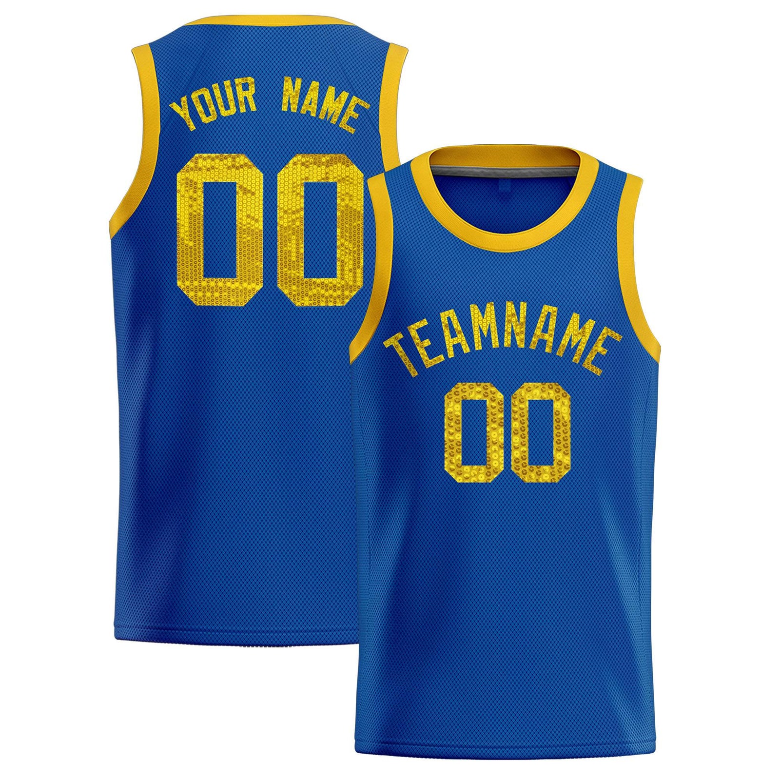 Custom Royal Sequined Tops Athletic Basketball Jersey