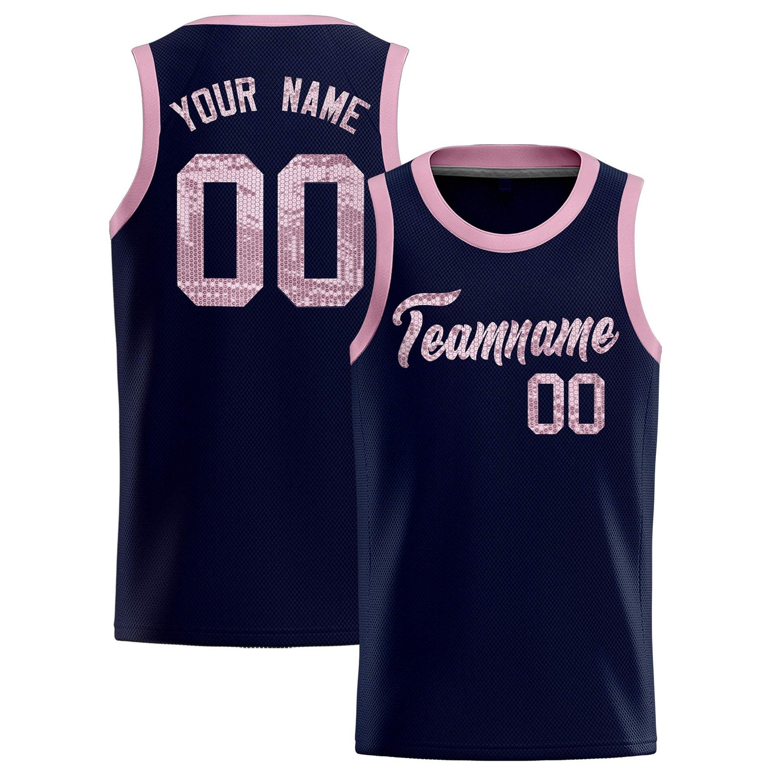 Custom Navy Sequined Tops Athletic Basketball Jersey