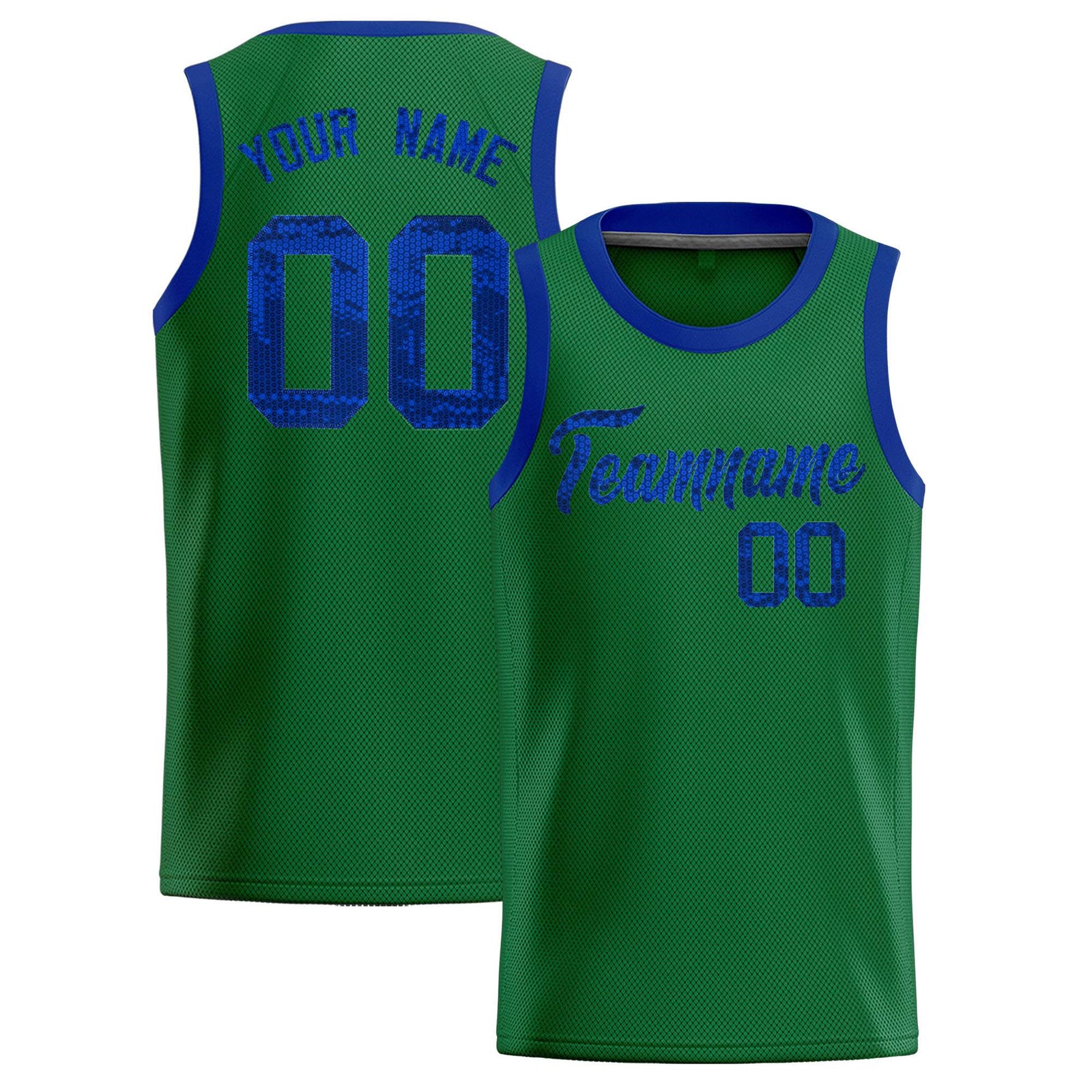 Custom Kelly Green Sequined Tops Athletic Basketball Jersey