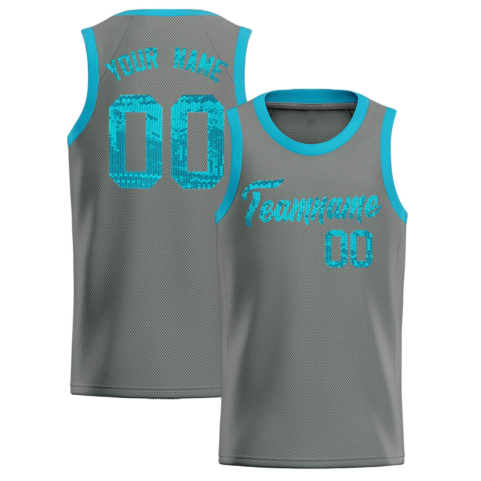 Custom Gray Sequined Tops Athletic Basketball Jersey
