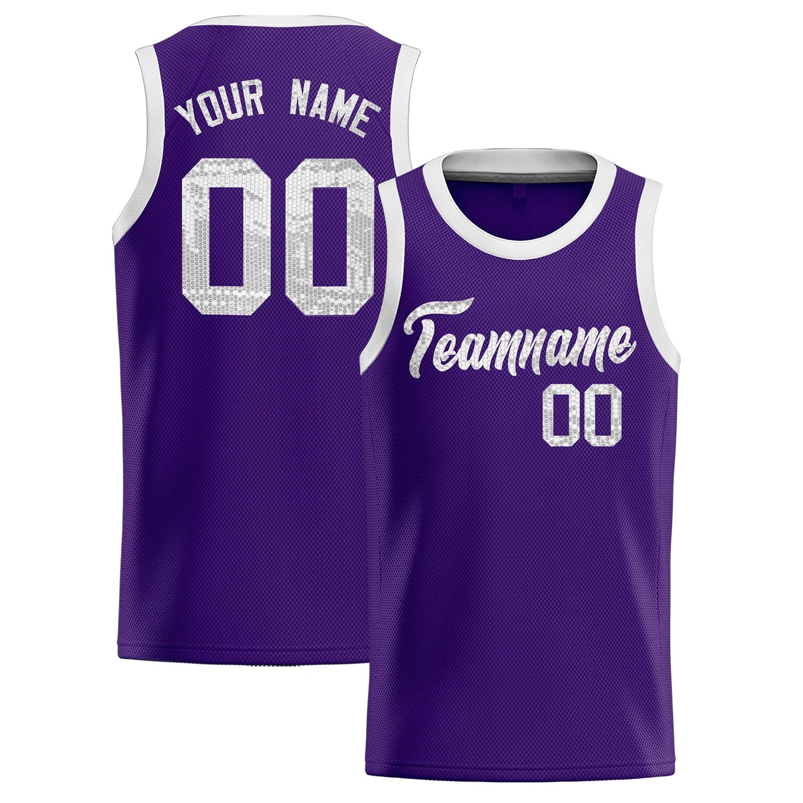 Custom Purple Sequined Tops Athletic Basketball Jersey