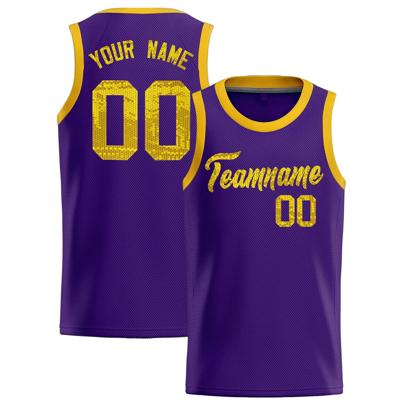 Custom Purple Sequined Tops Athletic Basketball Jersey