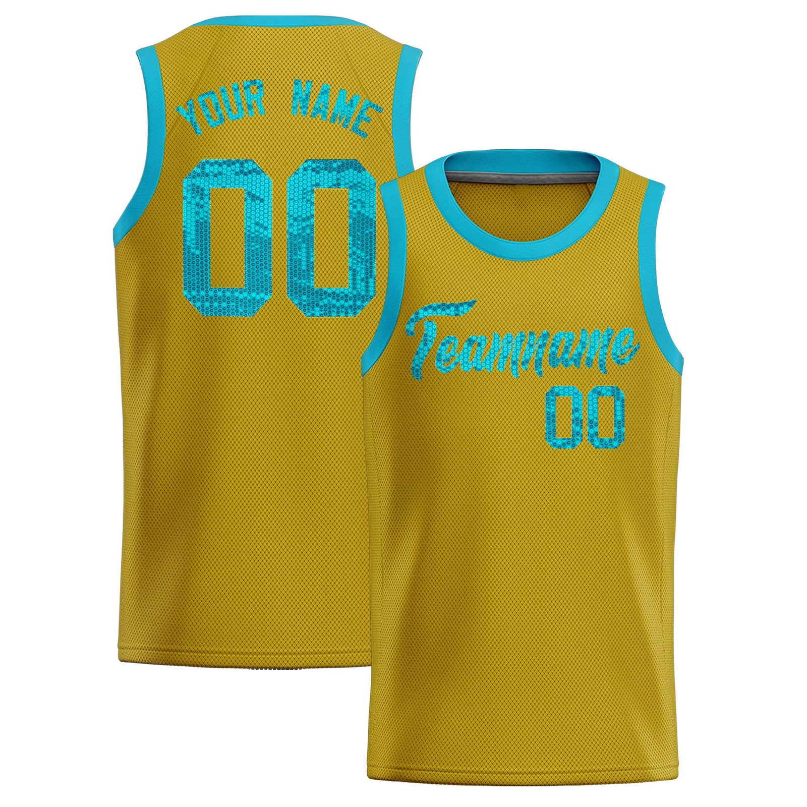 Custom Old Gold Sequined Tops Athletic Basketball Jersey