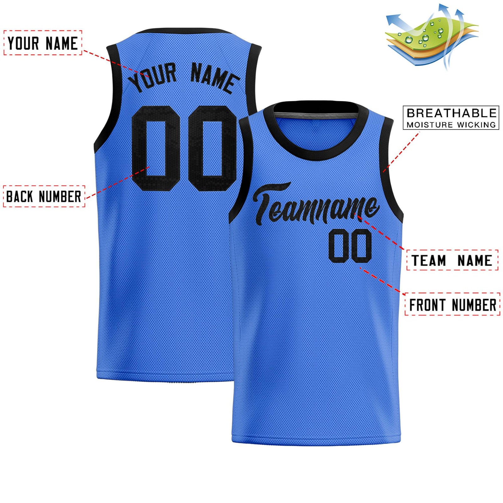Custom Powder Blue Sequined Tops Athletic Basketball Jersey