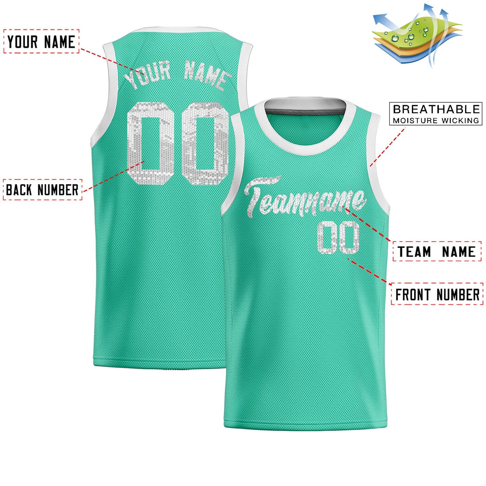 Custom Bright Green Sequined Tops Athletic Basketball Jersey