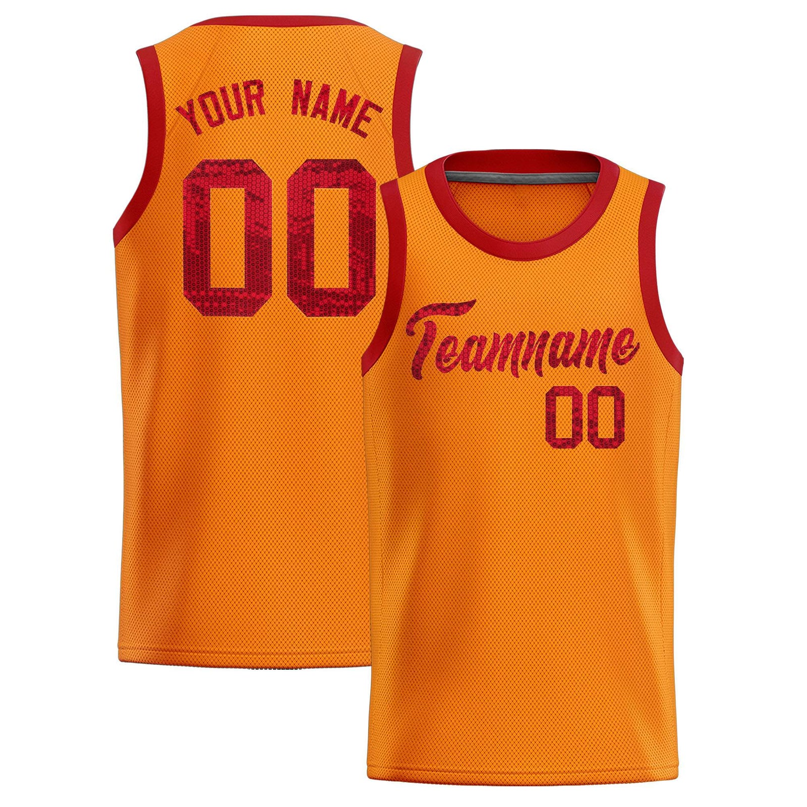 Custom Orange Sequined Tops Athletic Basketball Jersey