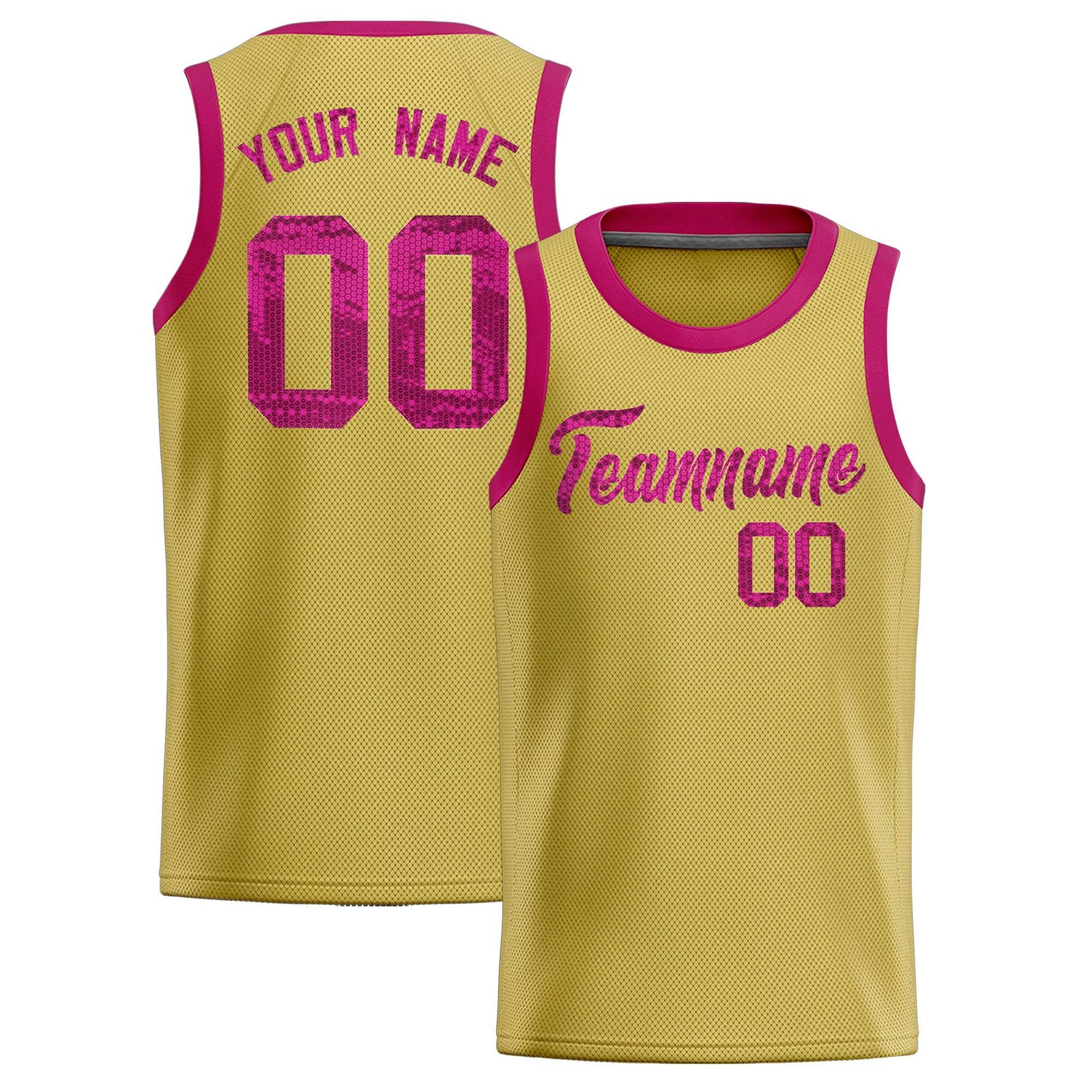 Custom Old Gold Sequined Tops Athletic Basketball Jersey