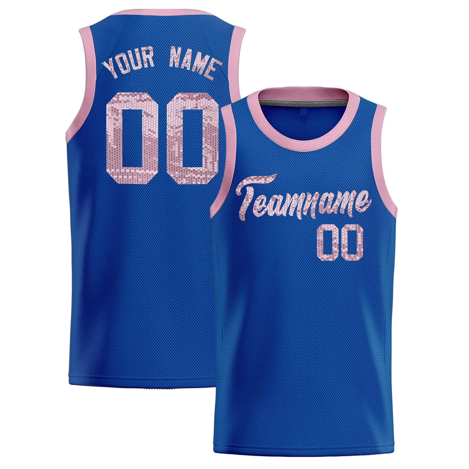 Custom Royal Sequined Tops Athletic Basketball Jersey