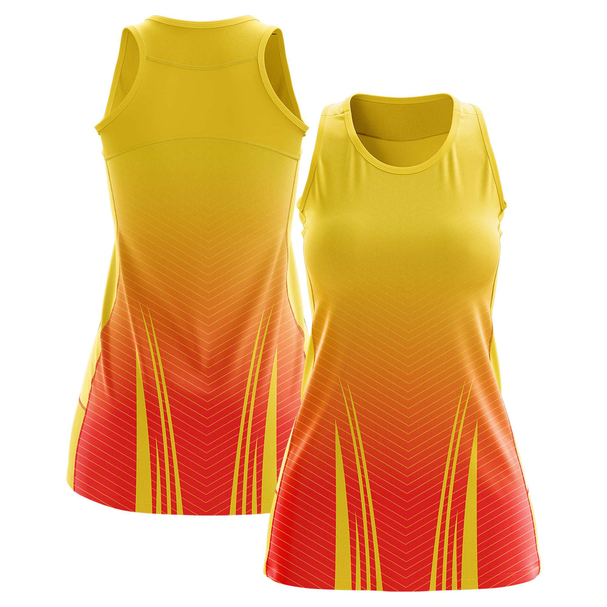 Custom Gold Orange Tennis Dress | Diagonal Lines And Jagged Texture Patterns