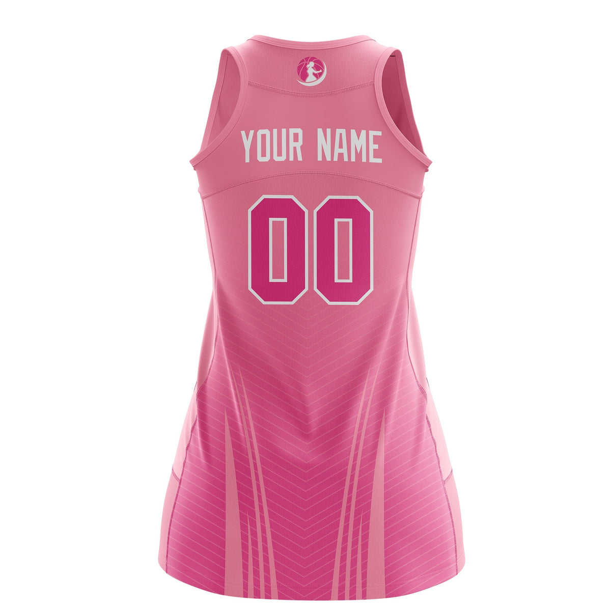 Custom Women Netball Dress | Light Pink Pink V-Shaped Pinstripes Gradient Team Uniform