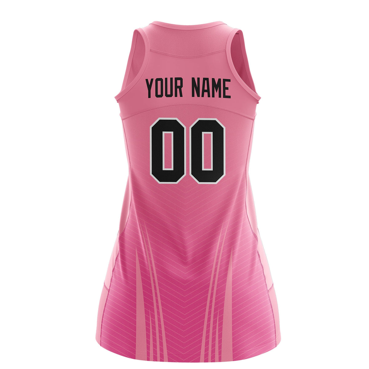 Custom Netball Dress Light Pink Pink for Women with V-Shaped Pinstripes Personalized Team Uniform