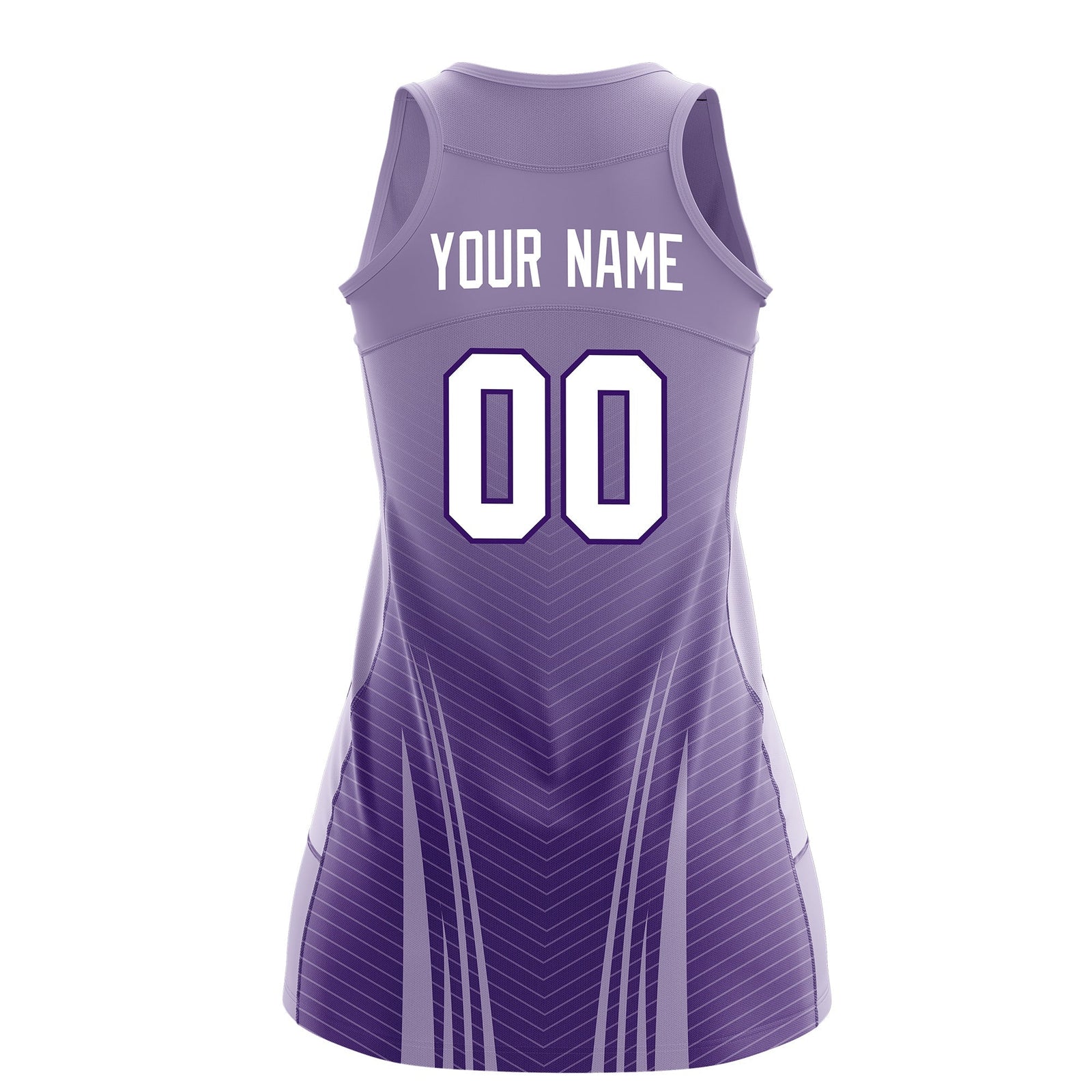 Custom Netball Dress Light Purple Purple for Women with V-Shaped Pinstripes Personalized Team Uniform