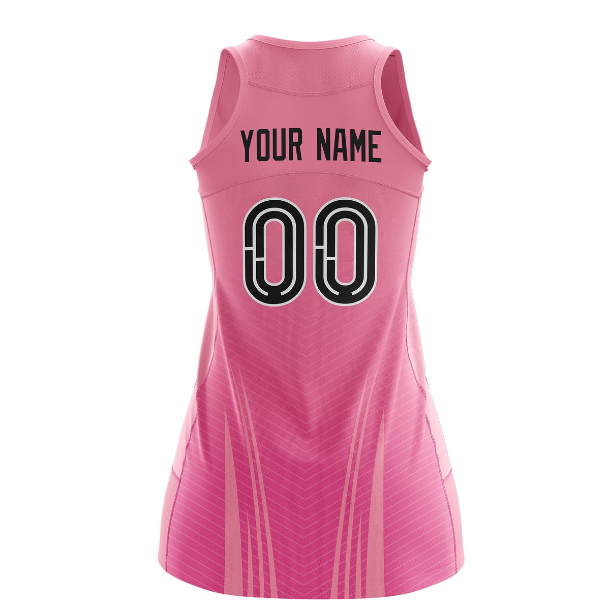 Custom Netball Dress Light Pink Pink for Women with V-Shaped Pinstripes Personalized Team Uniform