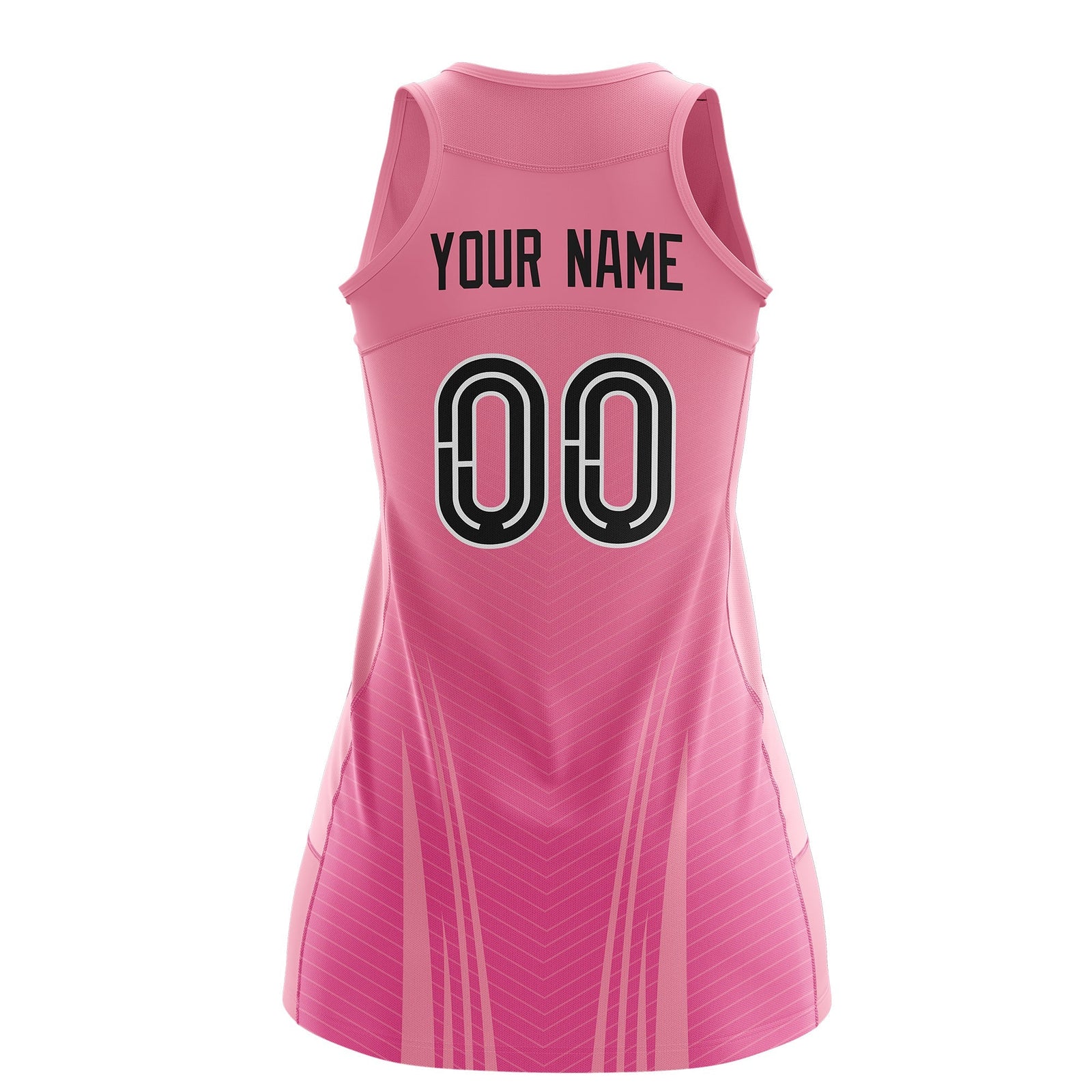 Custom Netball Dress Light Pink Pink for Women with V-Shaped Pinstripes Personalized Team Uniform