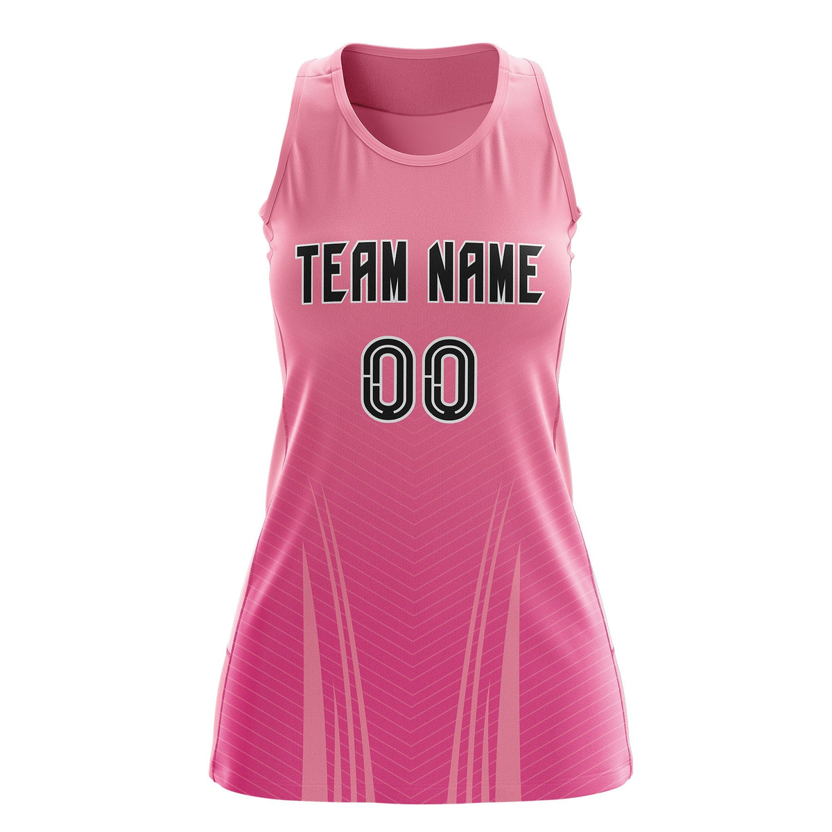 Custom Netball Dress Light Pink Pink for Women with V-Shaped Pinstripes Personalized Team Uniform