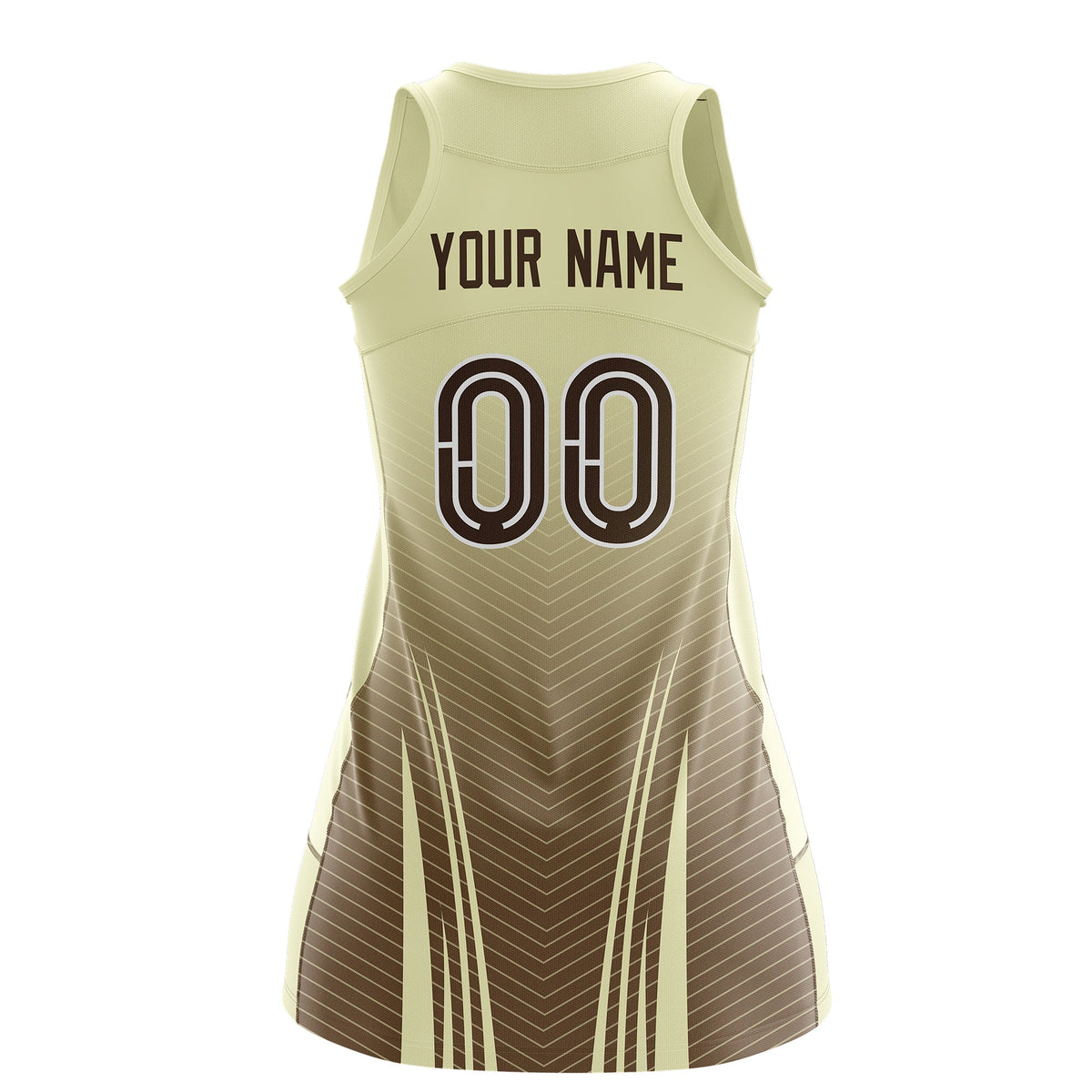 Custom Netball Dress | Cream Light Brown V-Shaped Pinstripes Gradient Team Uniform