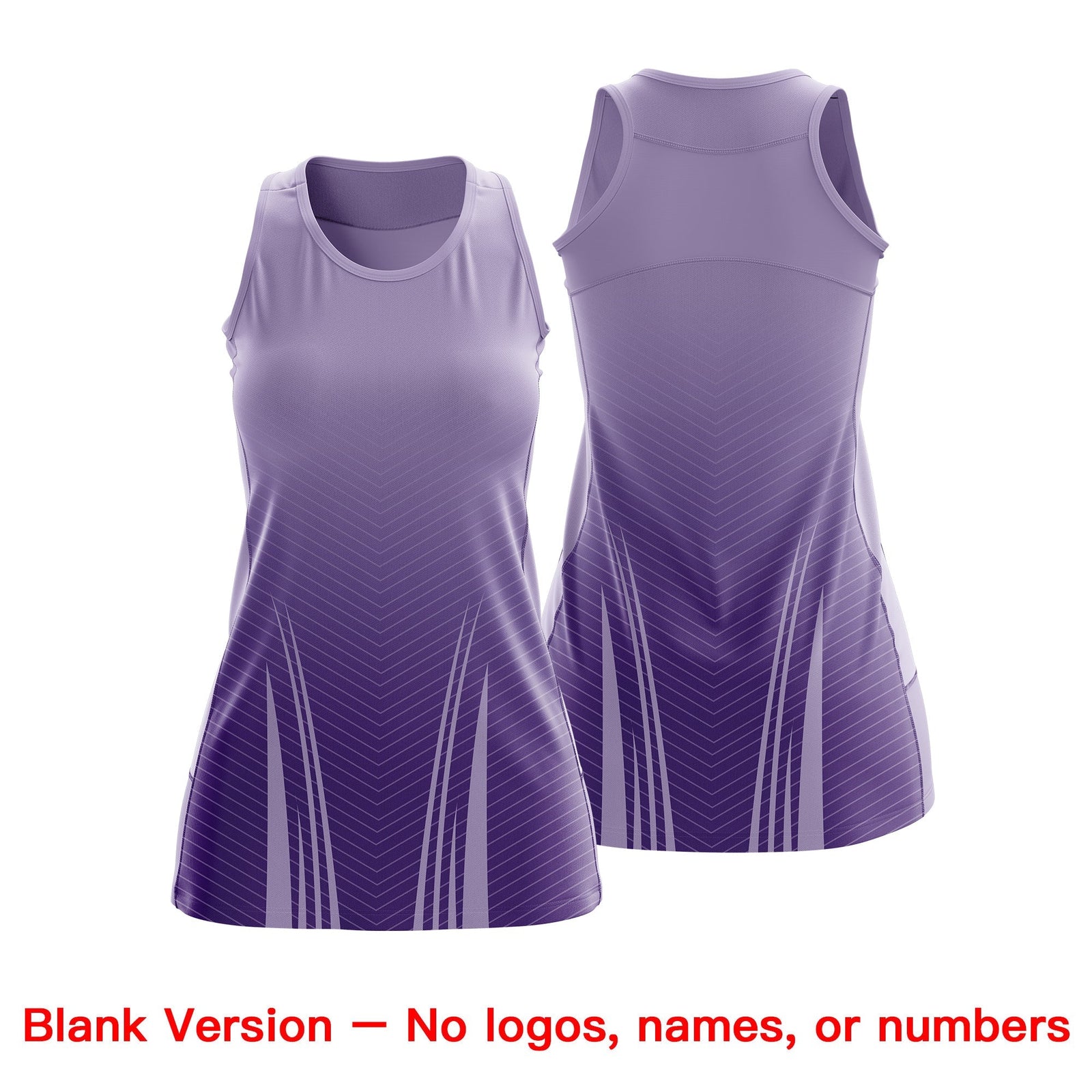Custom Netball Dress Light Purple Purple for Women with V-Shaped Pinstripes Personalized Team Uniform