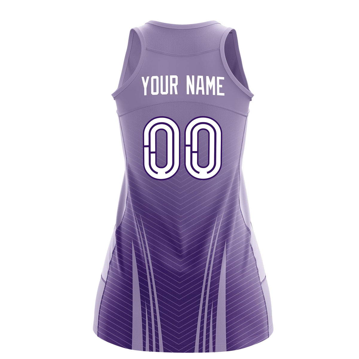 Custom Netball Dress Light Purple Purple for Women with V-Shaped Pinstripes Personalized Team Uniform