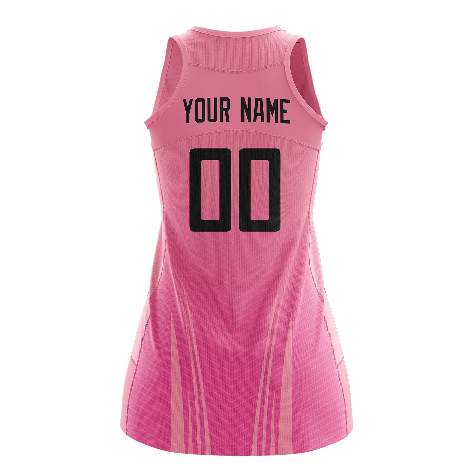 Custom Netball Dress Light Pink Pink for Women with V-Shaped Pinstripes Personalized Team Uniform